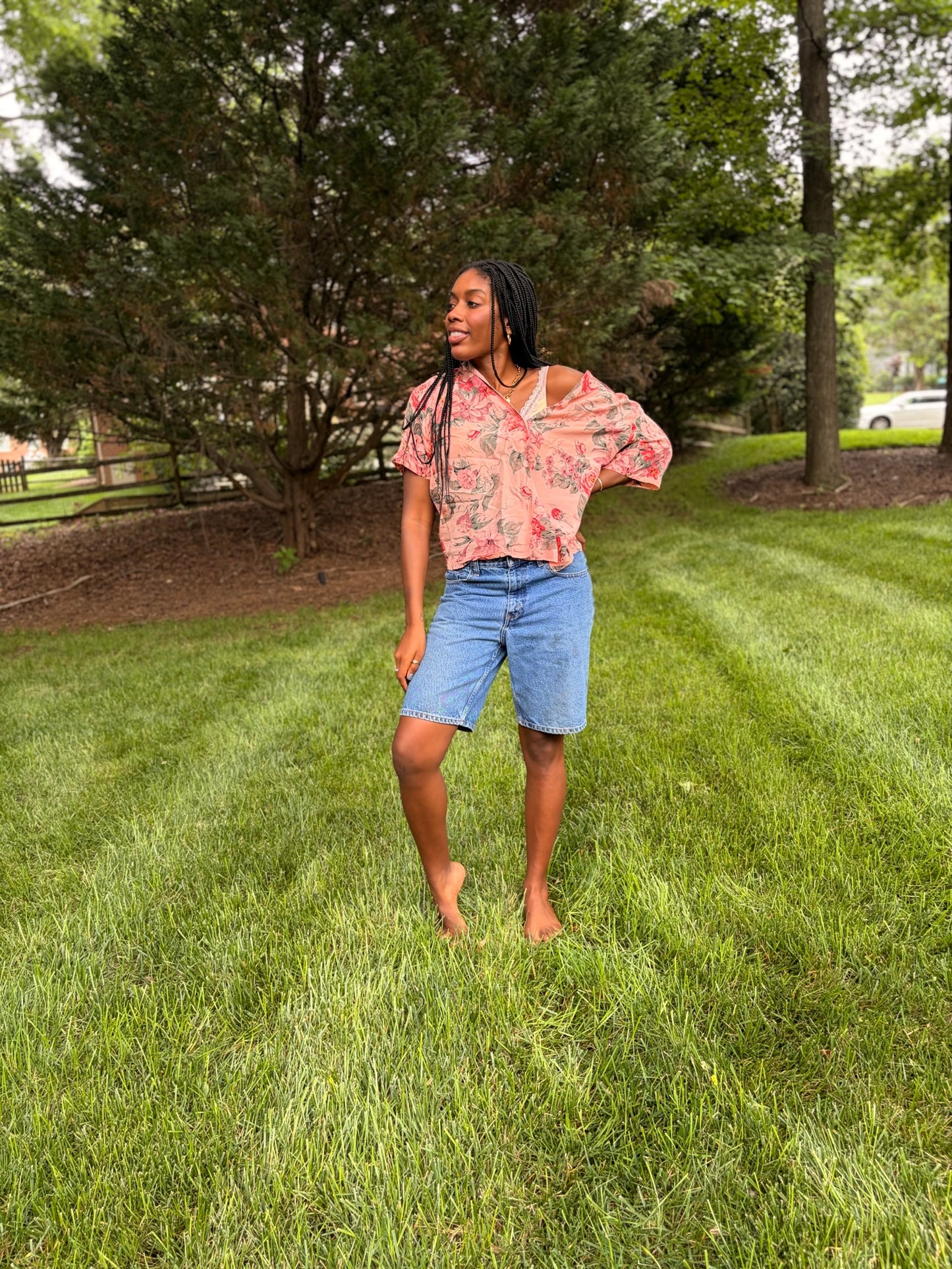 Vintage Carole Little Floral Cotton Shirt