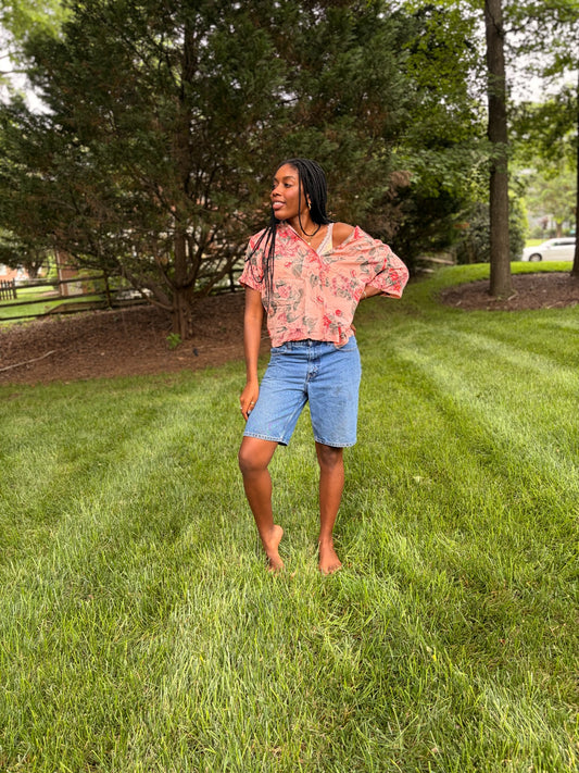 Vintage Carole Little Floral Cotton Shirt
