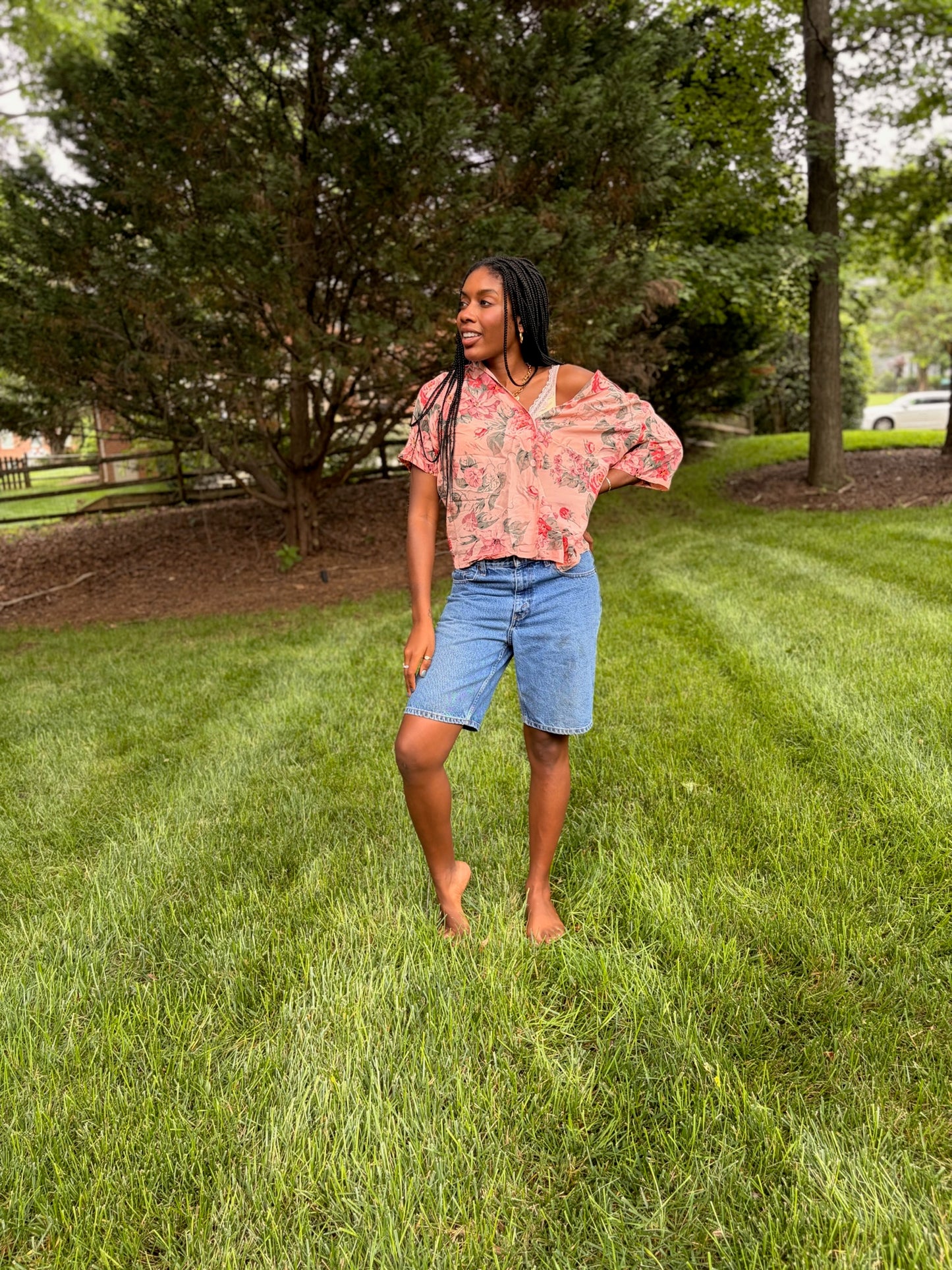 Vintage Carole Little Floral Cotton Shirt