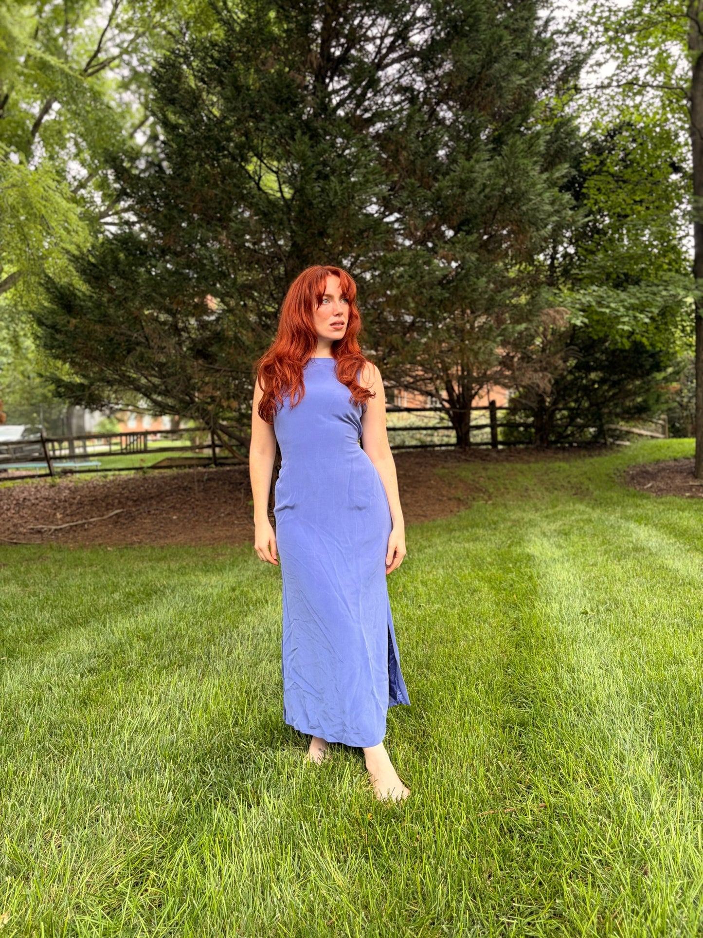 Valerie Pure Silk Periwinkle Column Dress