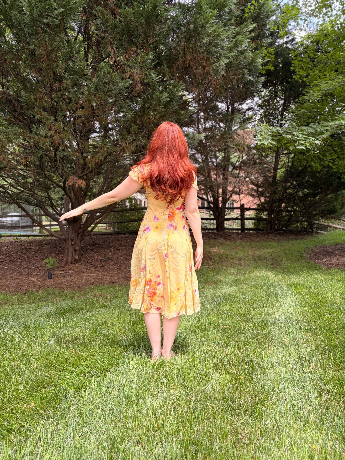 Sundance 100% Silk Watercolor Floral Midi Dress Size 4