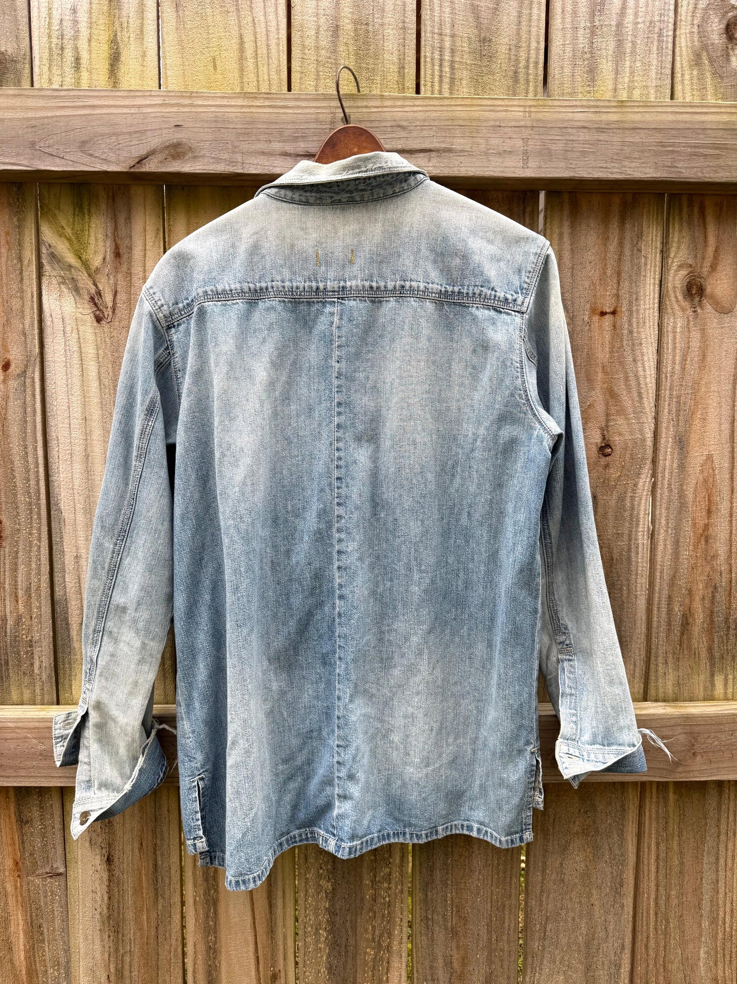 Madewell Denim Chore Jacket Light Wash Oversized Button Up Distressed