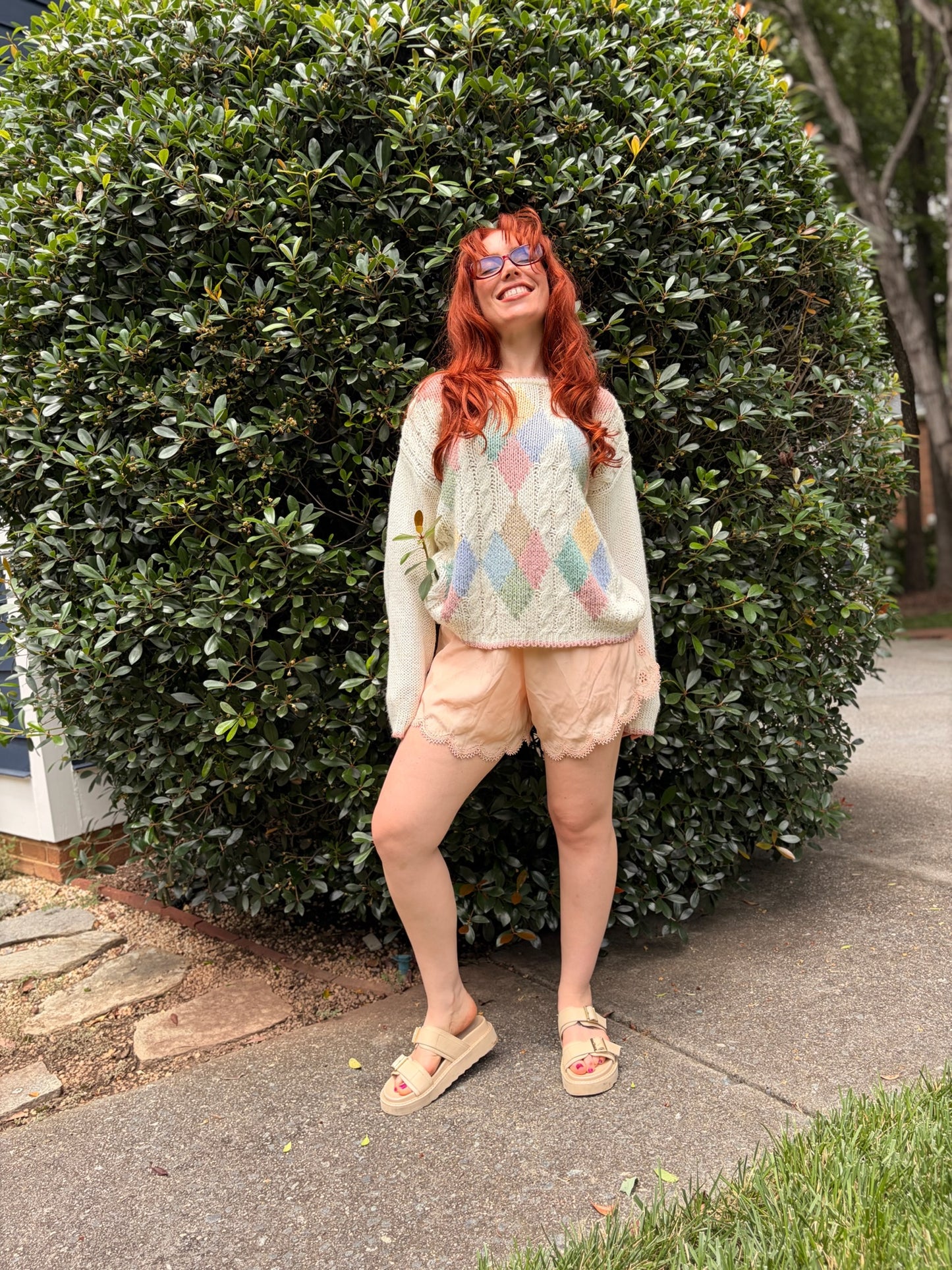 Vintage Nuggets Cable Knit Argyle Sweater | Oversized Grandpa Knit | Fisherman Sweater