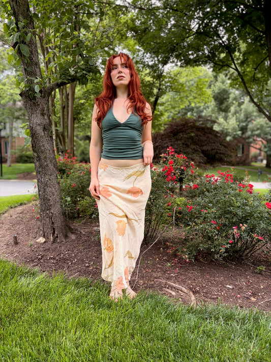 Mario Floral Bias Watercolor Maxi Skirt