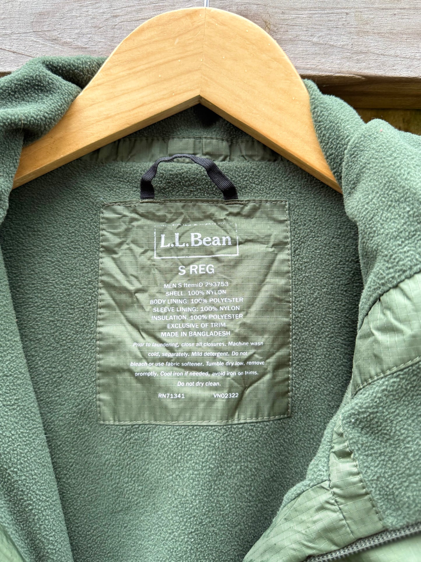 L.L.Bean Forest Green Shell Jacket - Fleece Lined - Olive