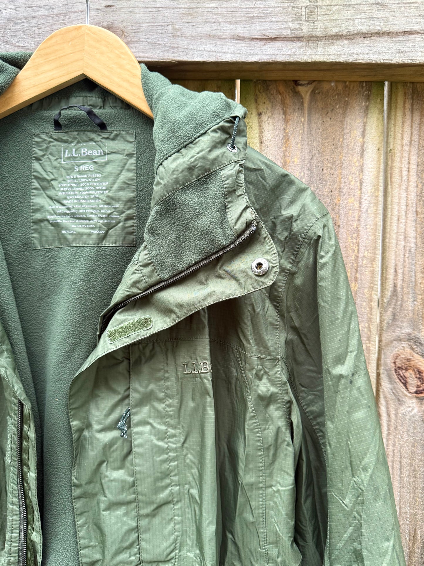 L.L.Bean Forest Green Shell Jacket - Fleece Lined - Olive