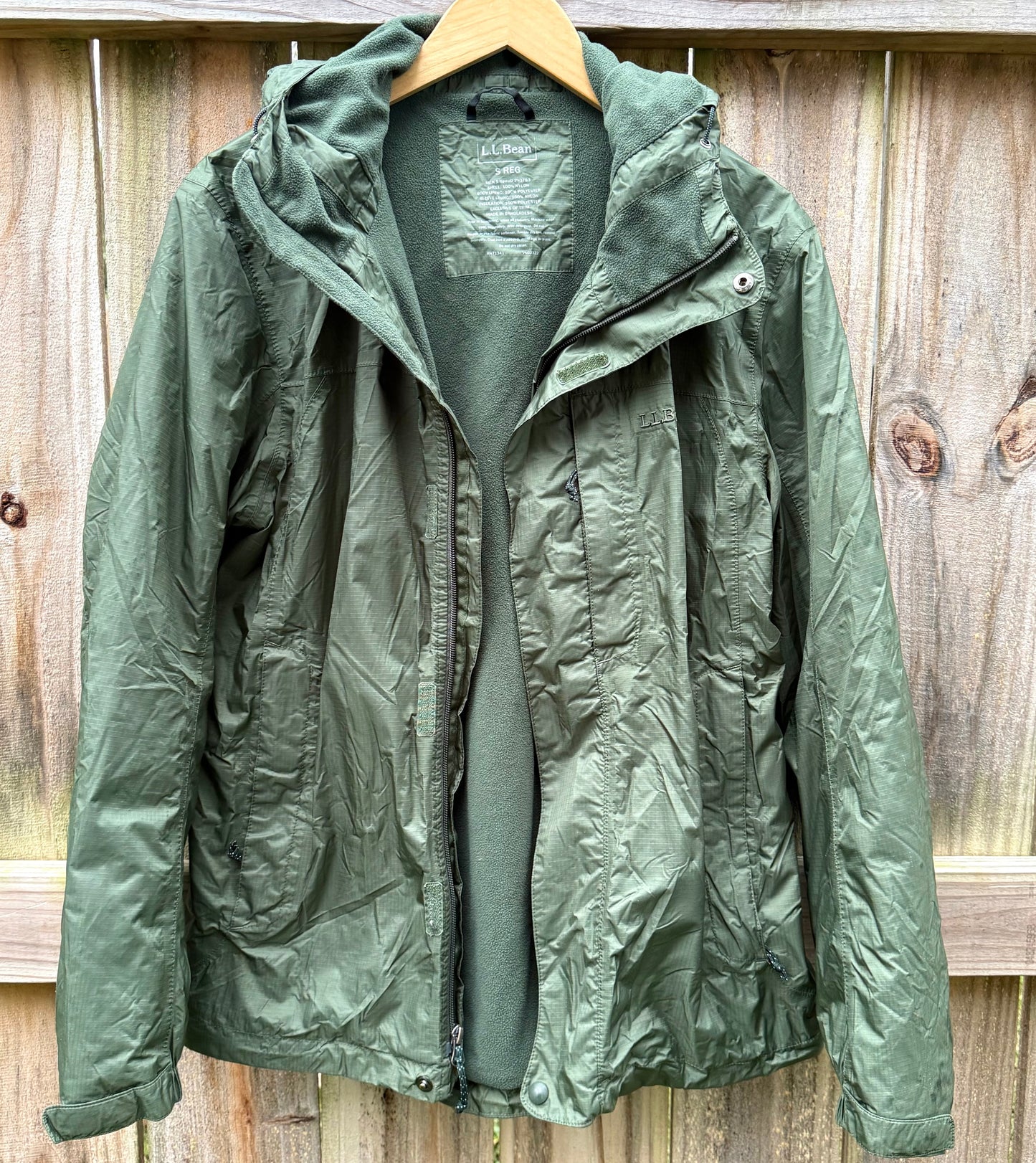 L.L.Bean Forest Green Shell Jacket - Fleece Lined - Olive