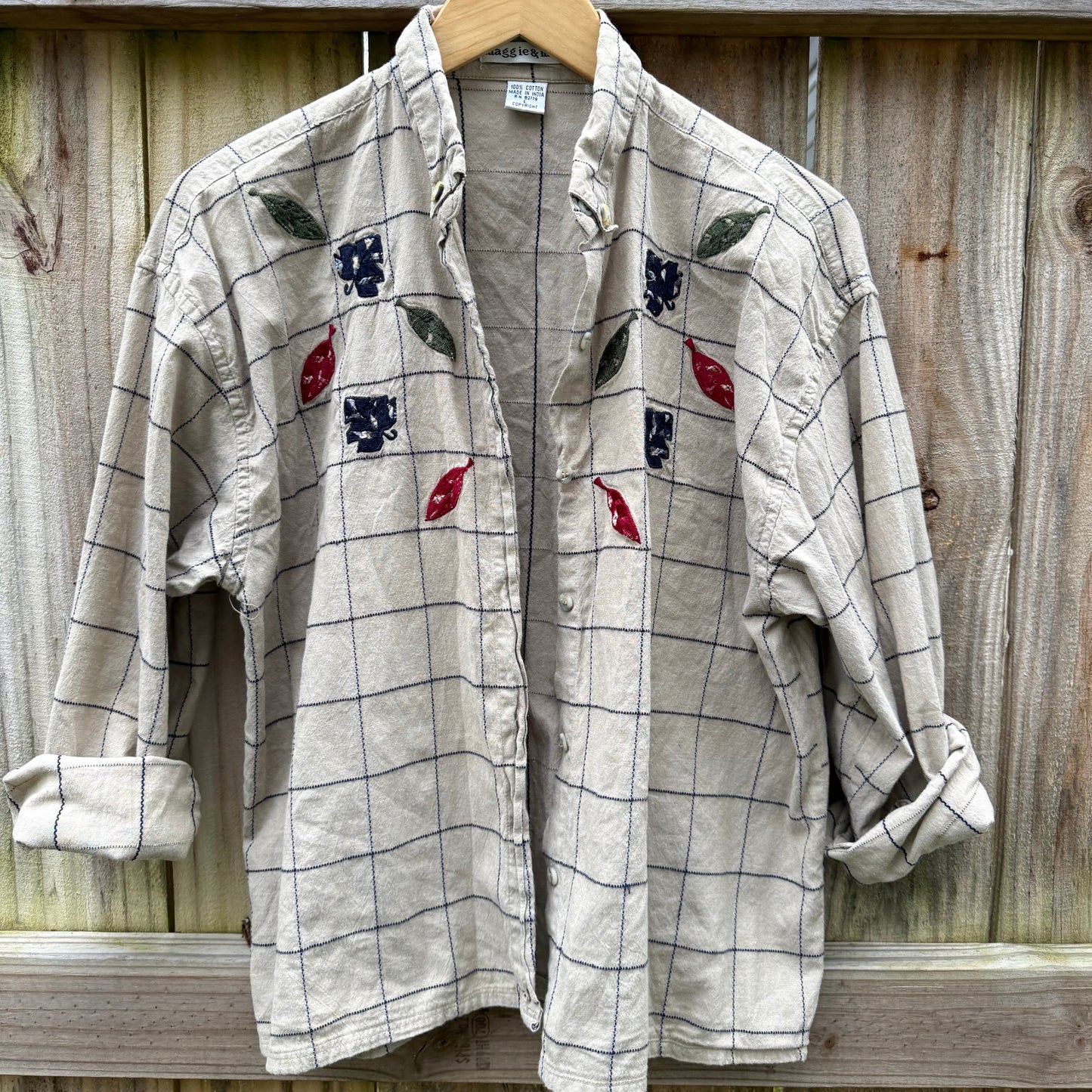 Vintage 90s Embroidered Cotton Check Shirt