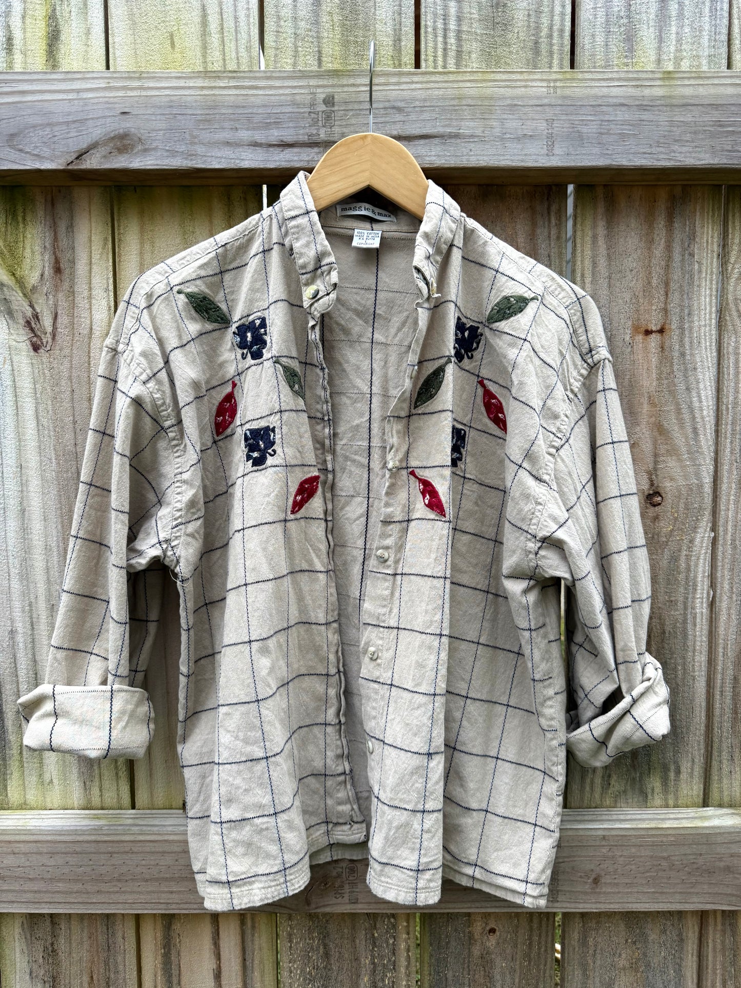Vintage 90s Embroidered Cotton Check Shirt