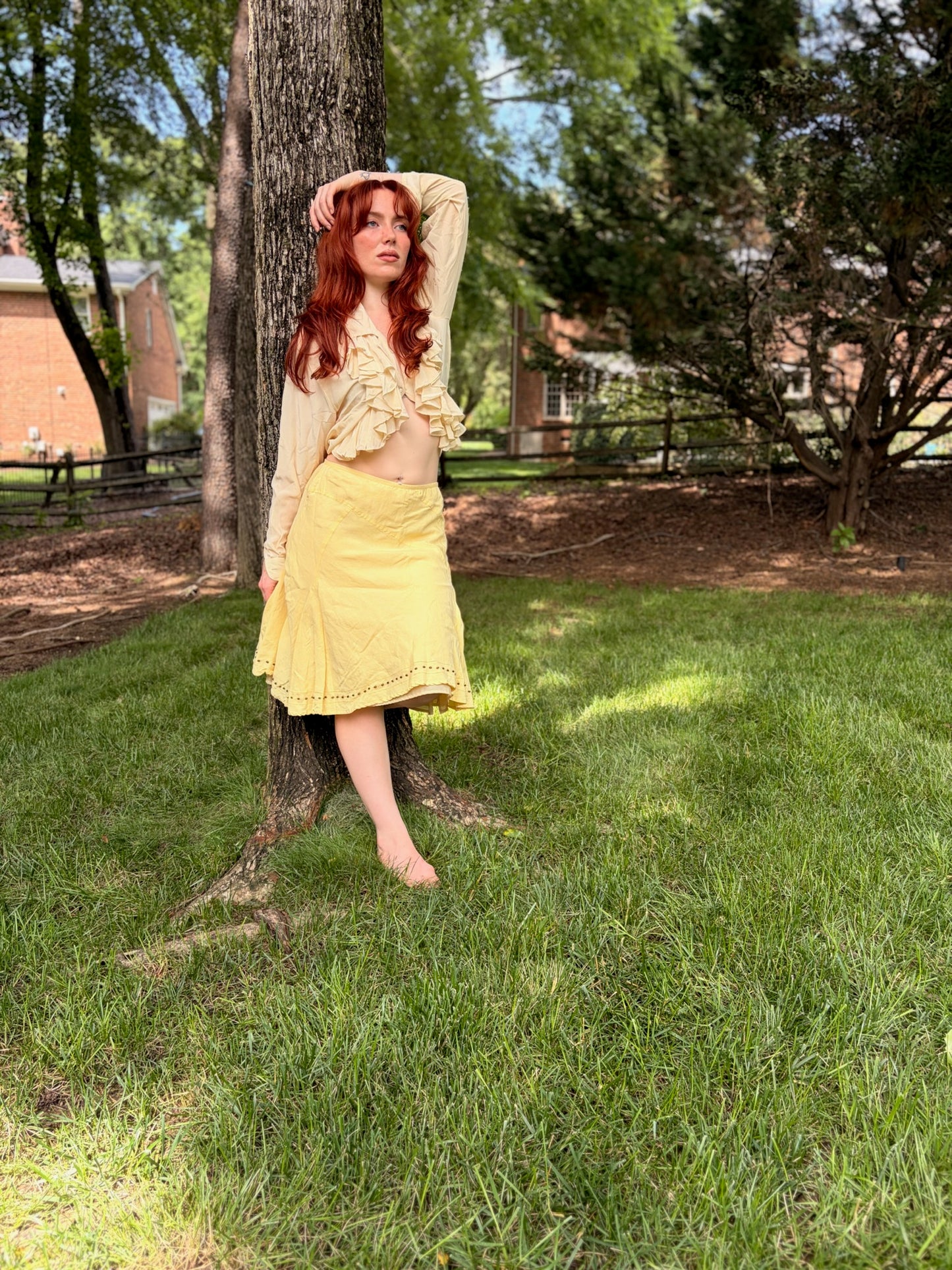 Vintage Marisa Christina Butter Yellow Linen Blend Skirt