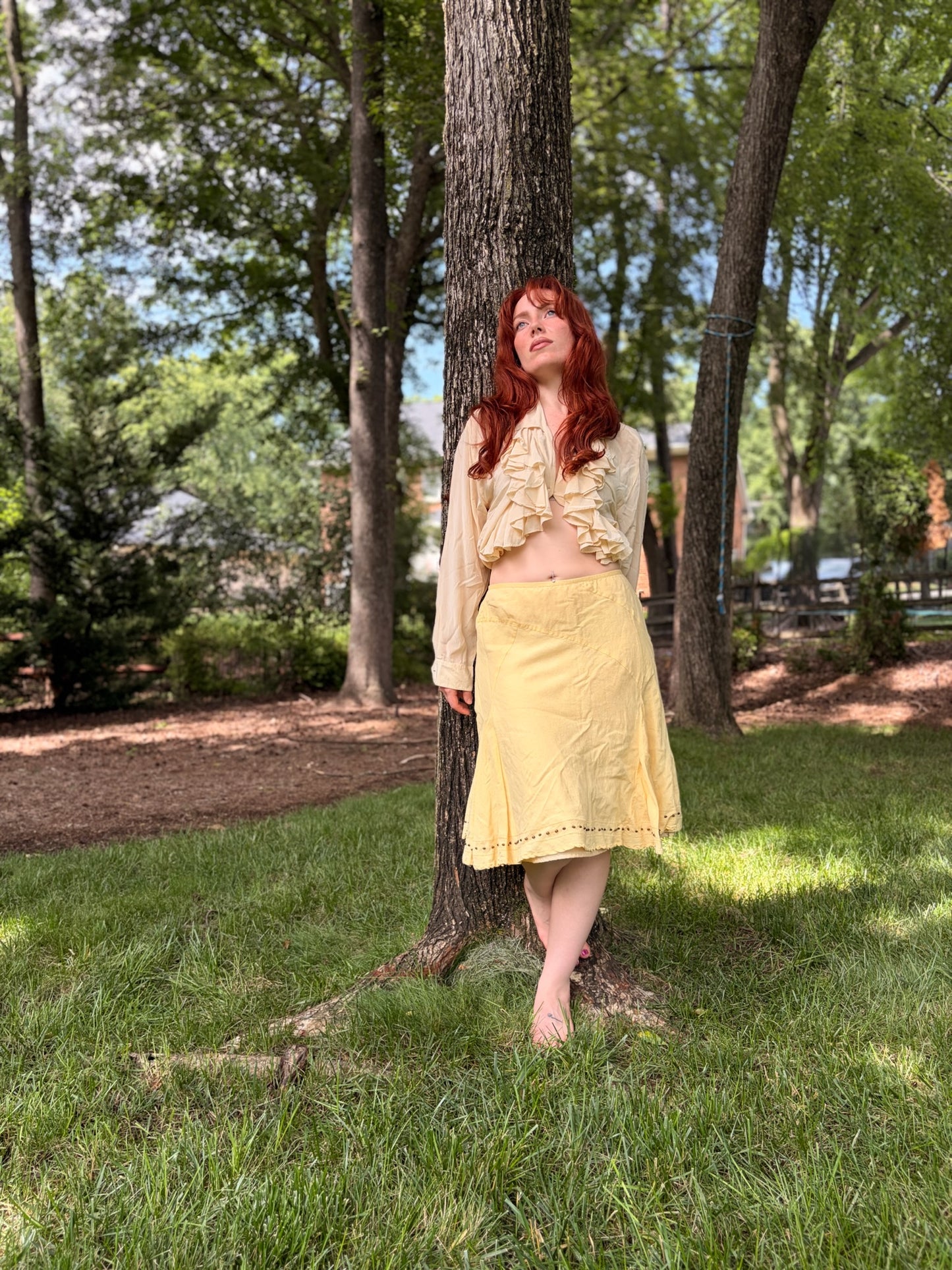 Vintage Marisa Christina Butter Yellow Linen Blend Skirt