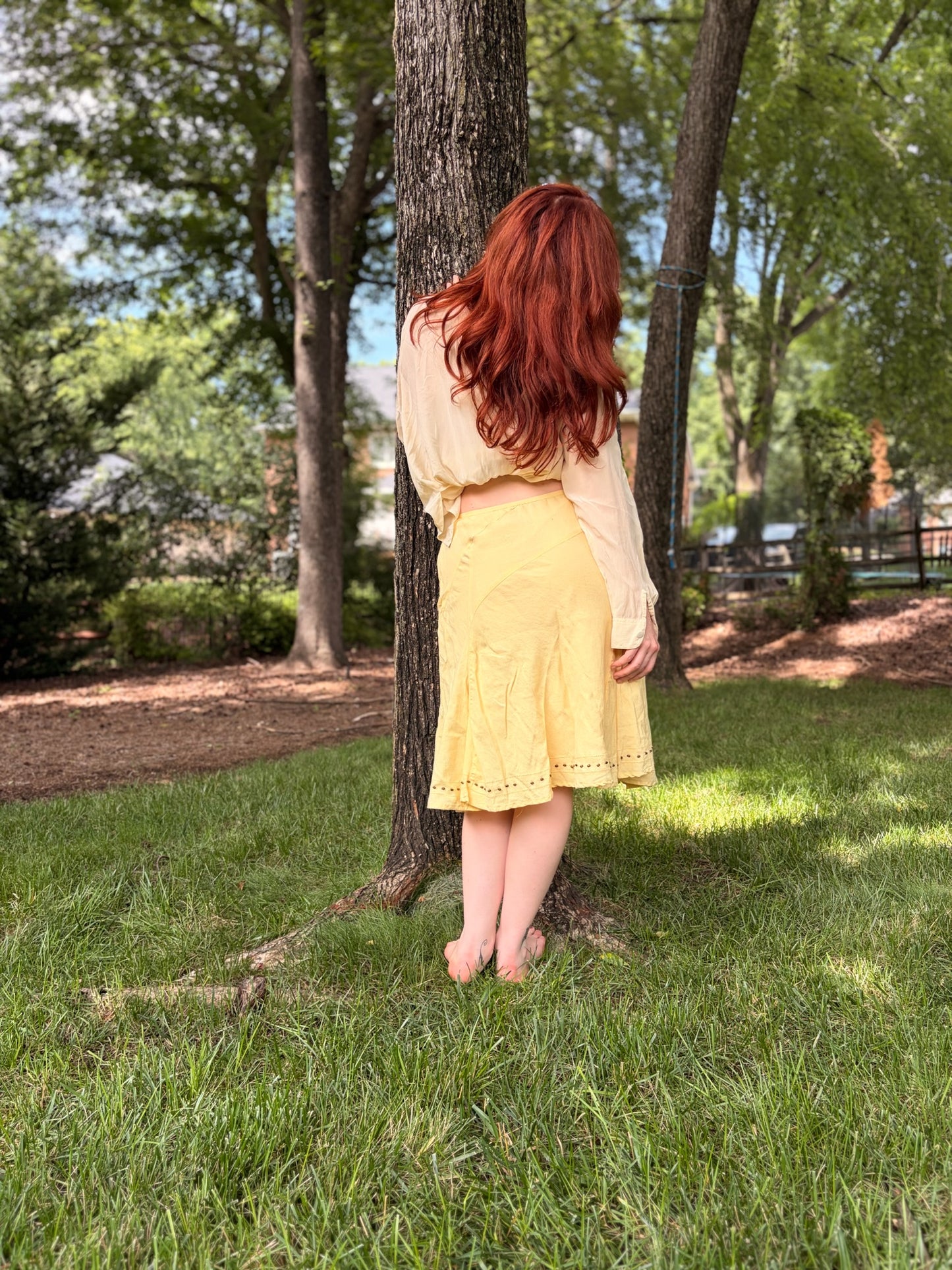 Vintage Marisa Christina Butter Yellow Linen Blend Skirt