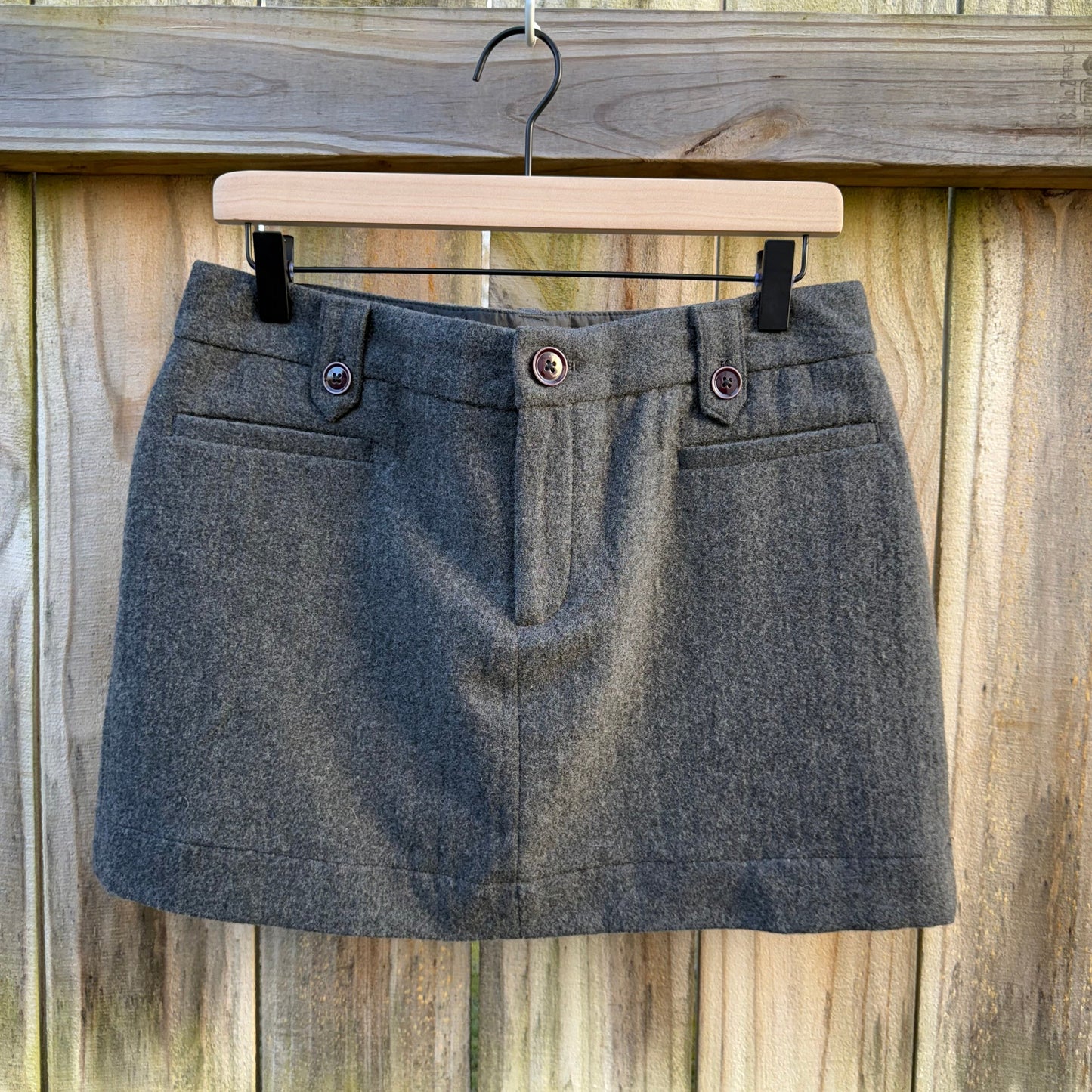 Vintage Charcoal Wool Mini Skirt Small