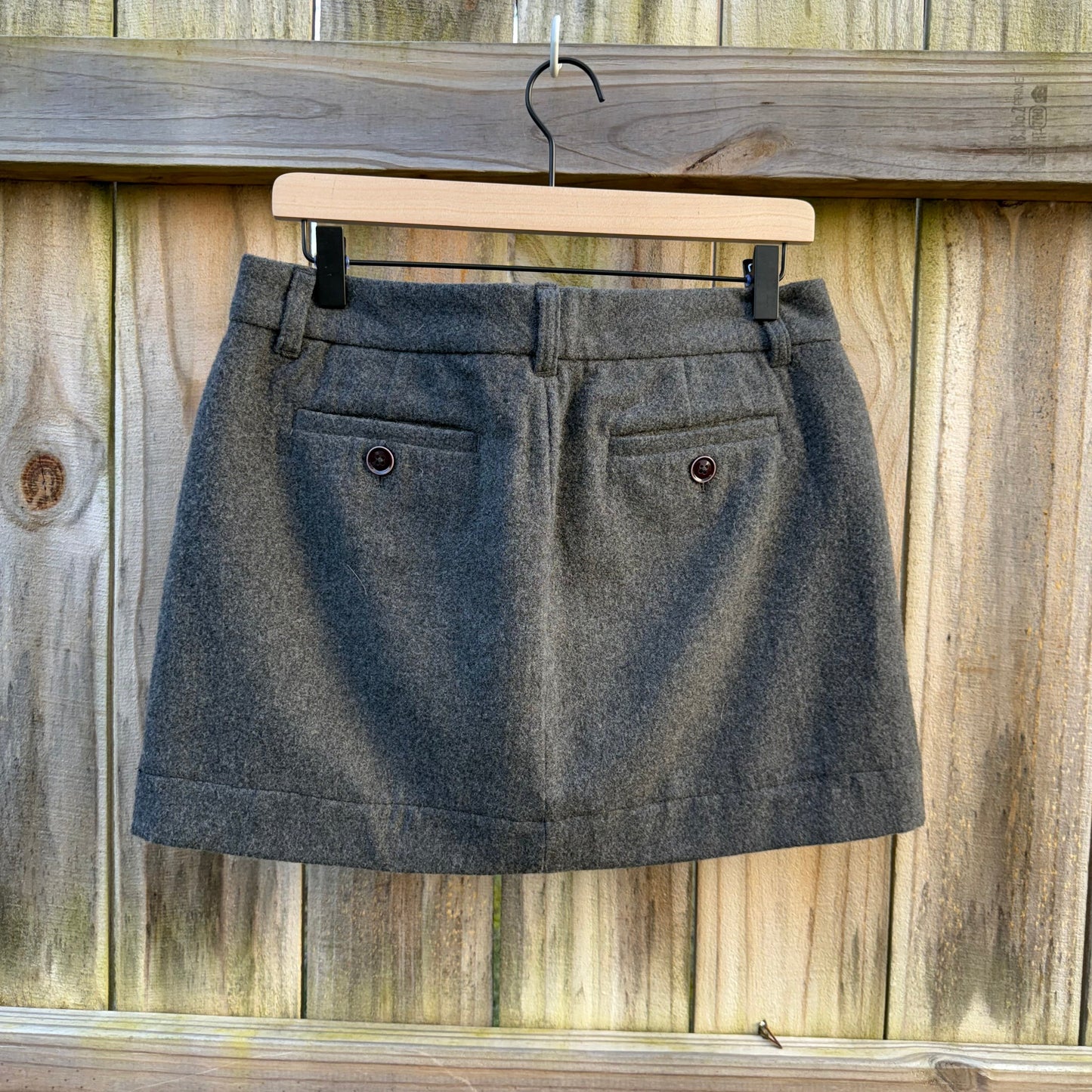 Vintage Charcoal Wool Mini Skirt Small