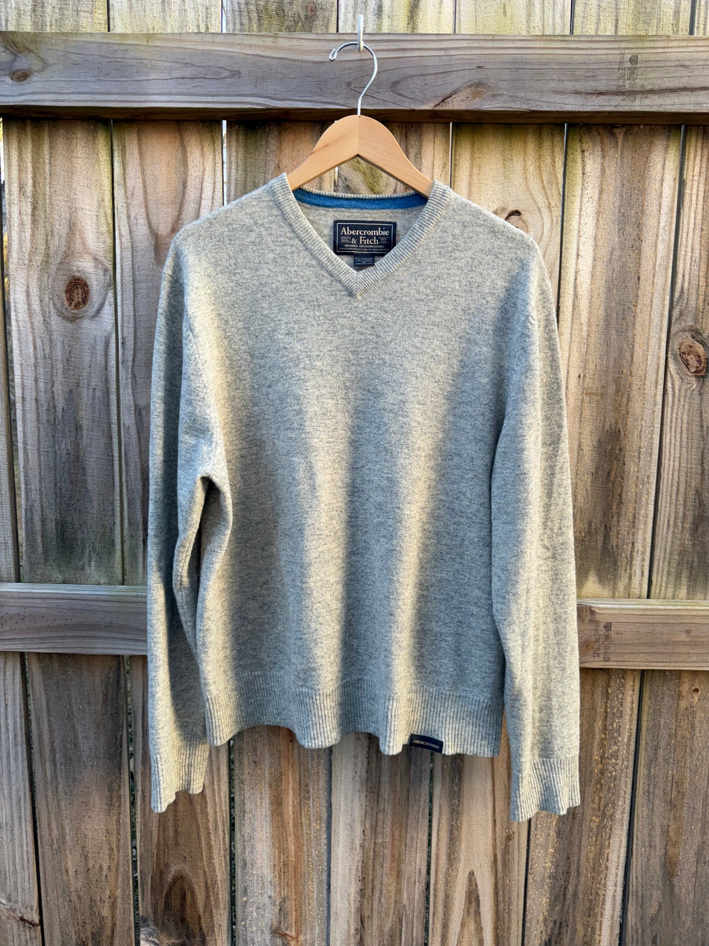 Vintage Abercrombie Grey Wool V-Neck Sweater