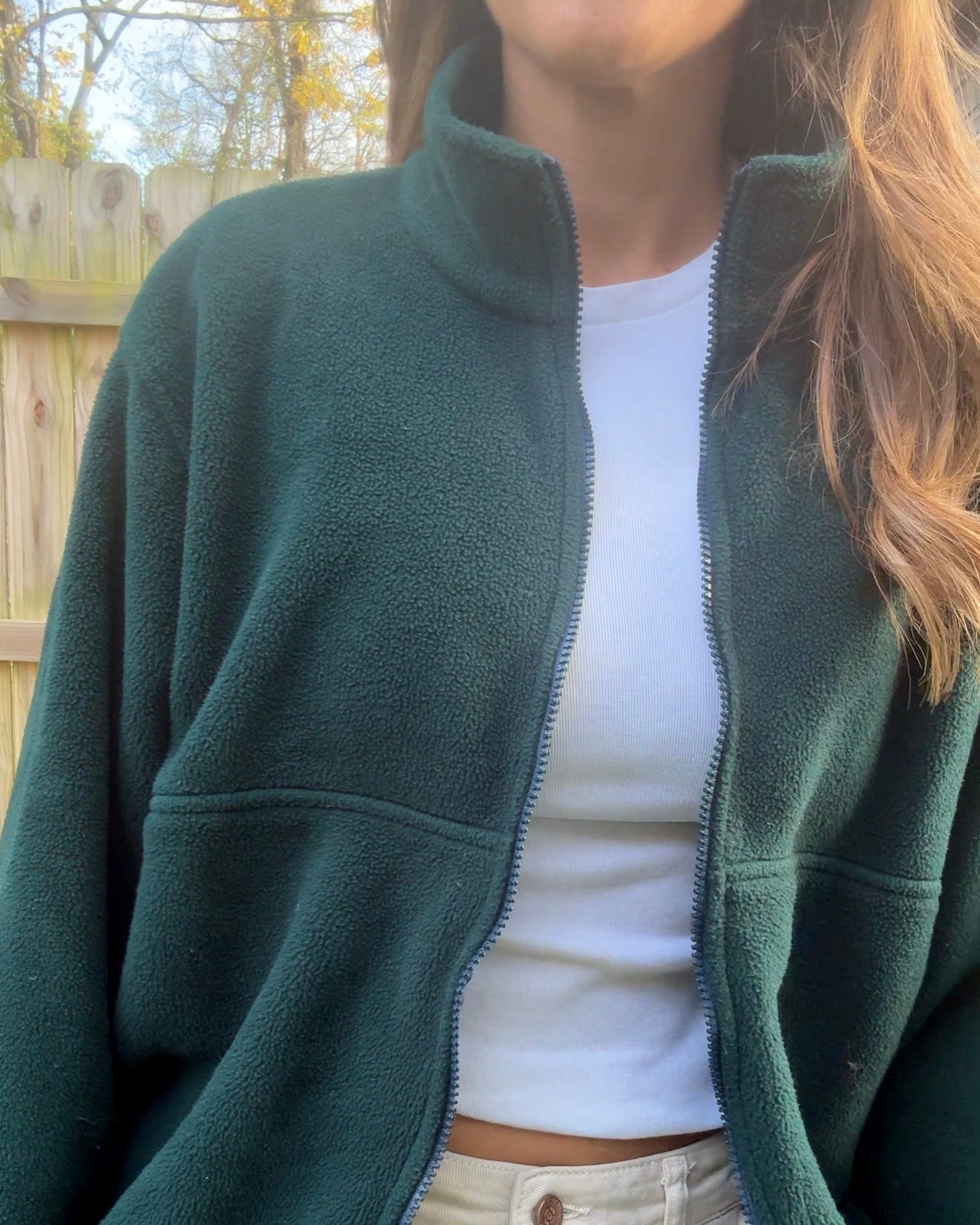 L.L. Bean Forest Green Vintage Fleece Jacket 90's