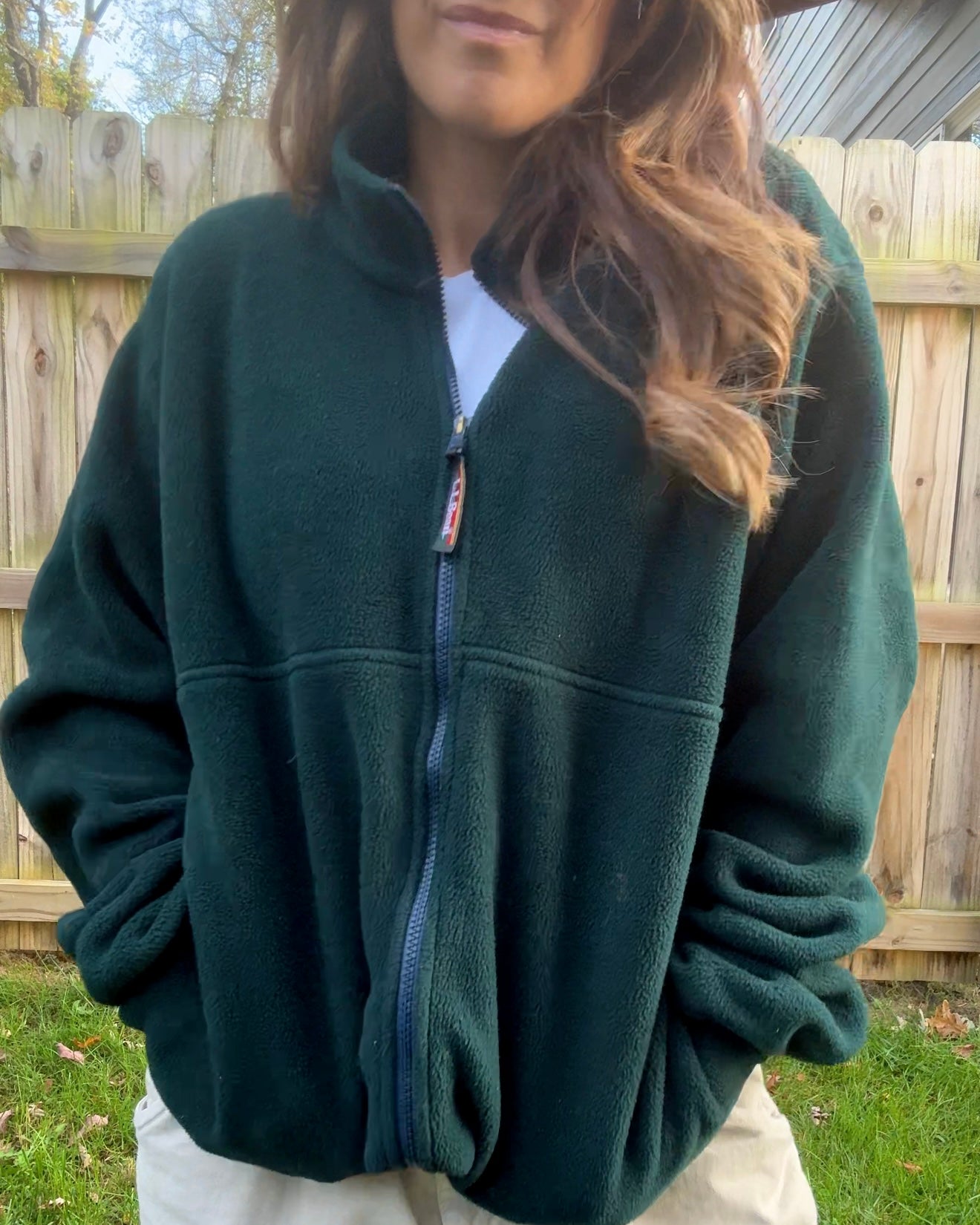 L.L. Bean Forest Green Vintage Fleece Jacket 90's