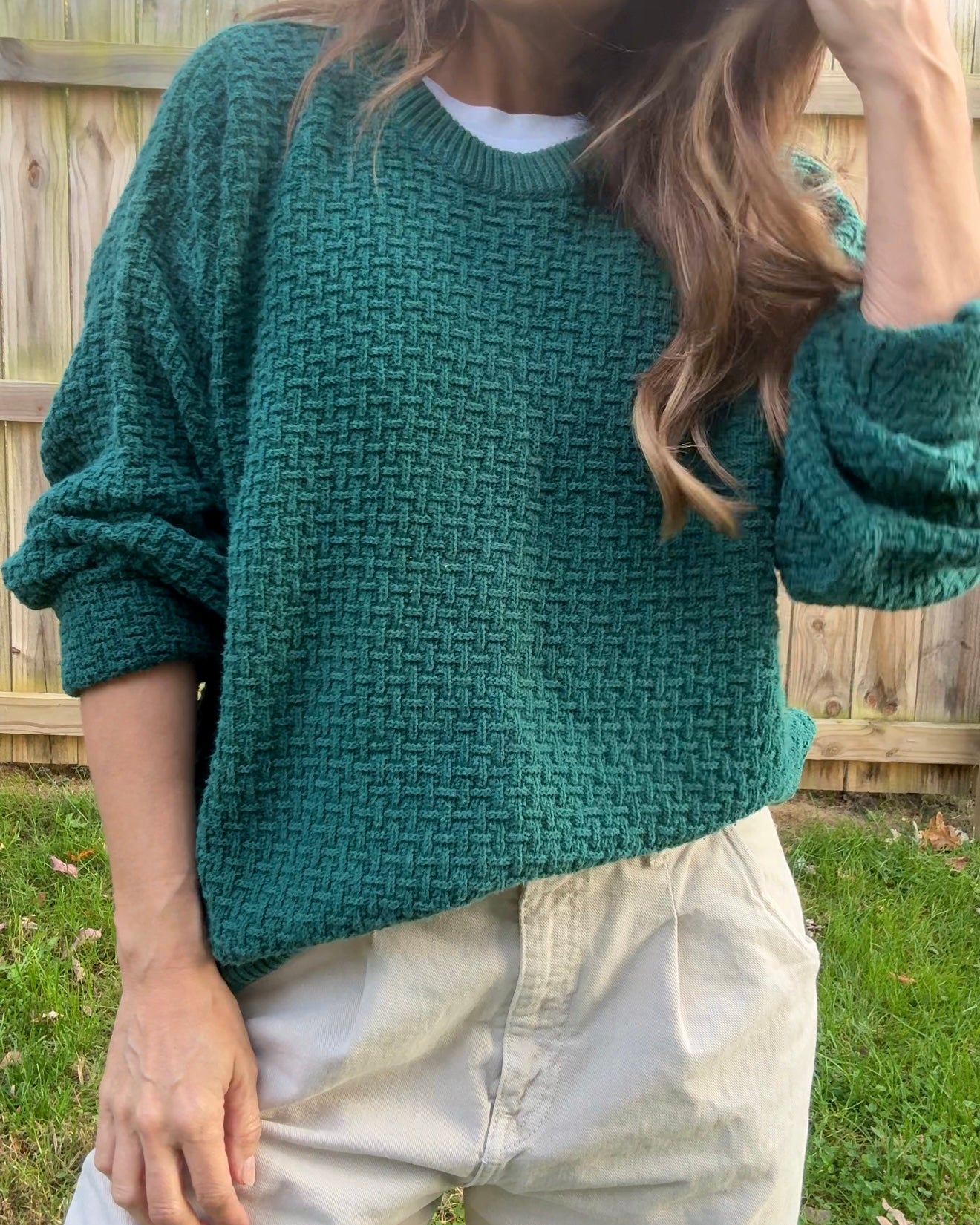 Ash Creek Trading Cotton Knit Forest Green Vintage Sweater