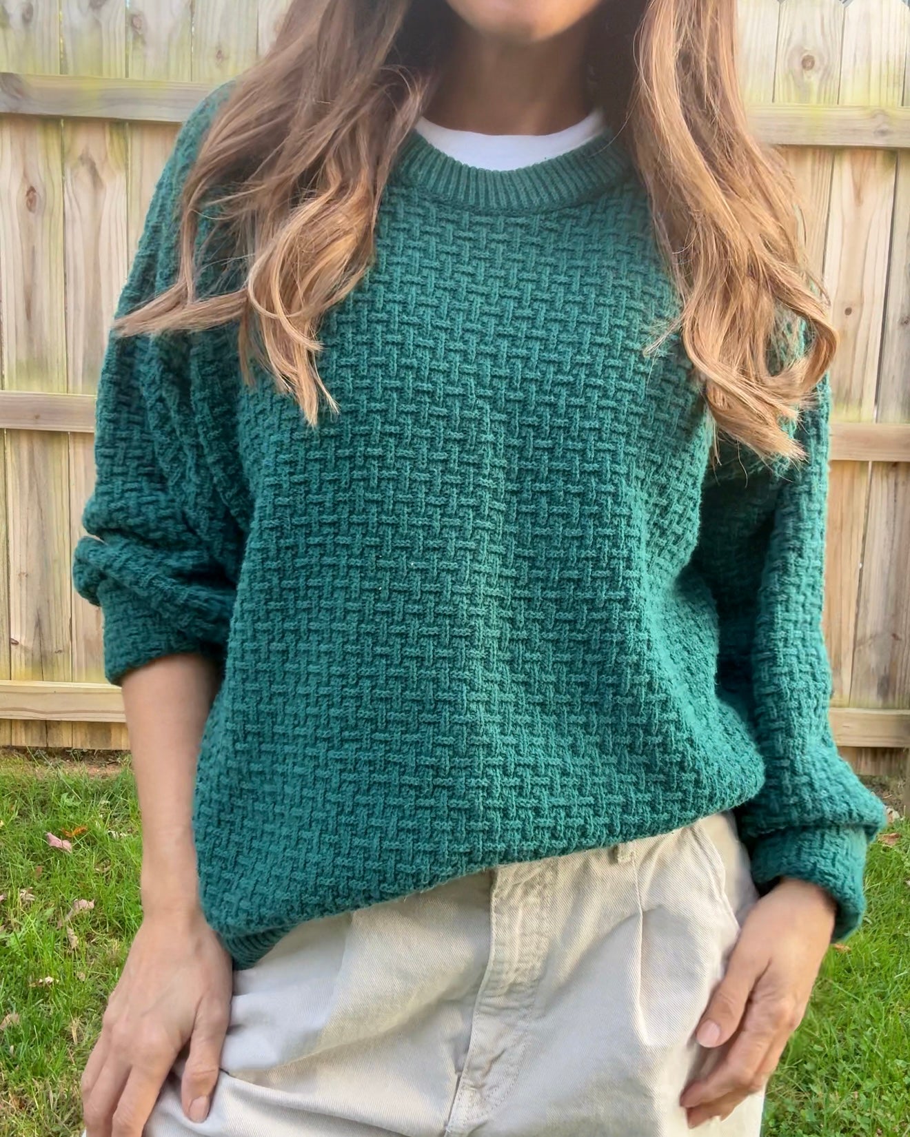 Ash Creek Trading Cotton Knit Forest Green Vintage Sweater