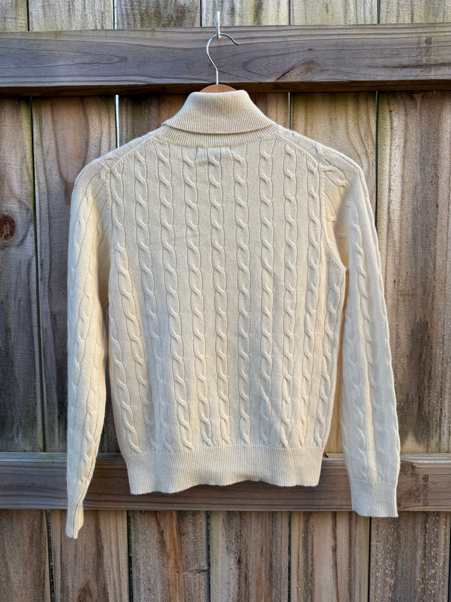 Vintage Classic Cableknit Cream Cashmere Sweater Small