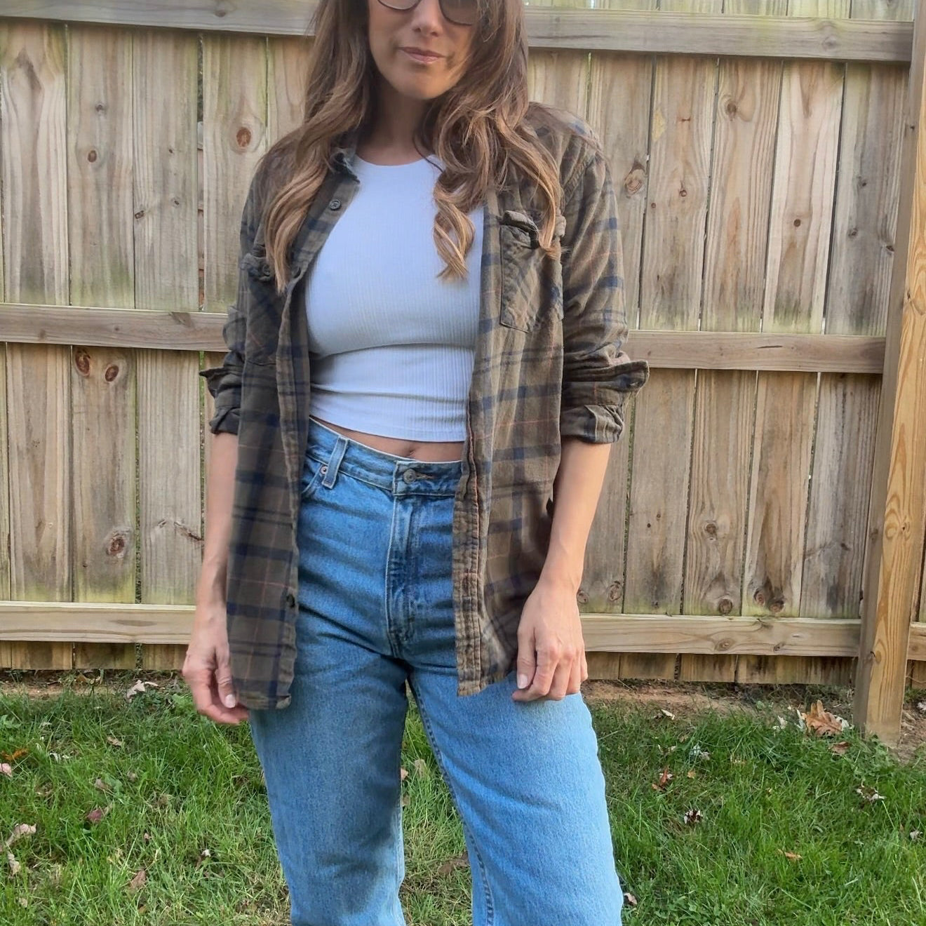 Wituli Olive + Navy Faded Flannel Shirt