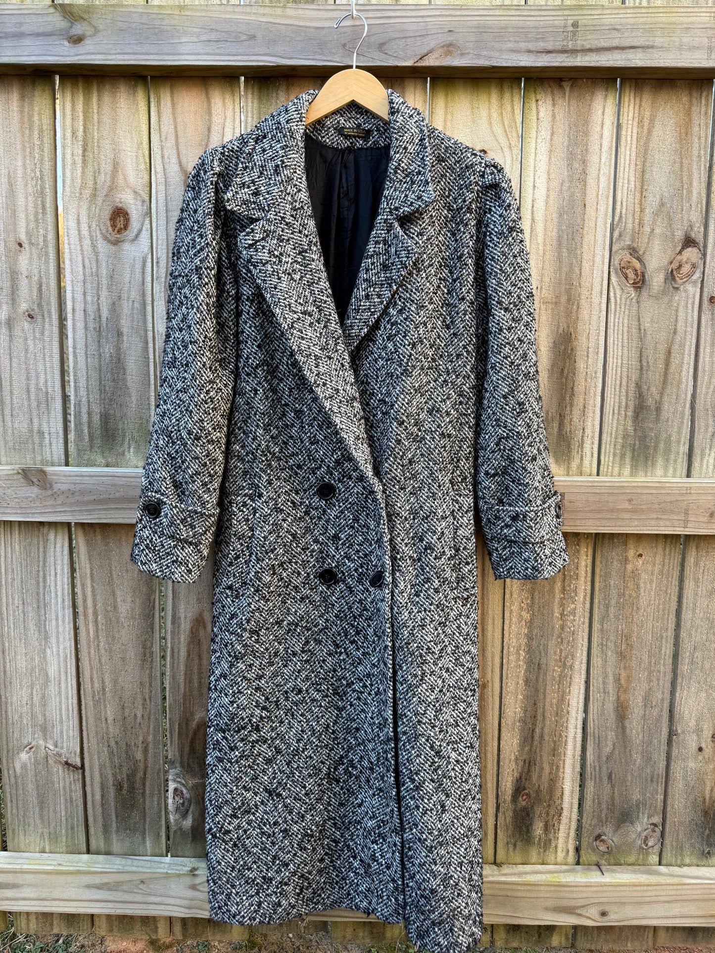 Vintage Longline Wool Tweed Coat Oversized