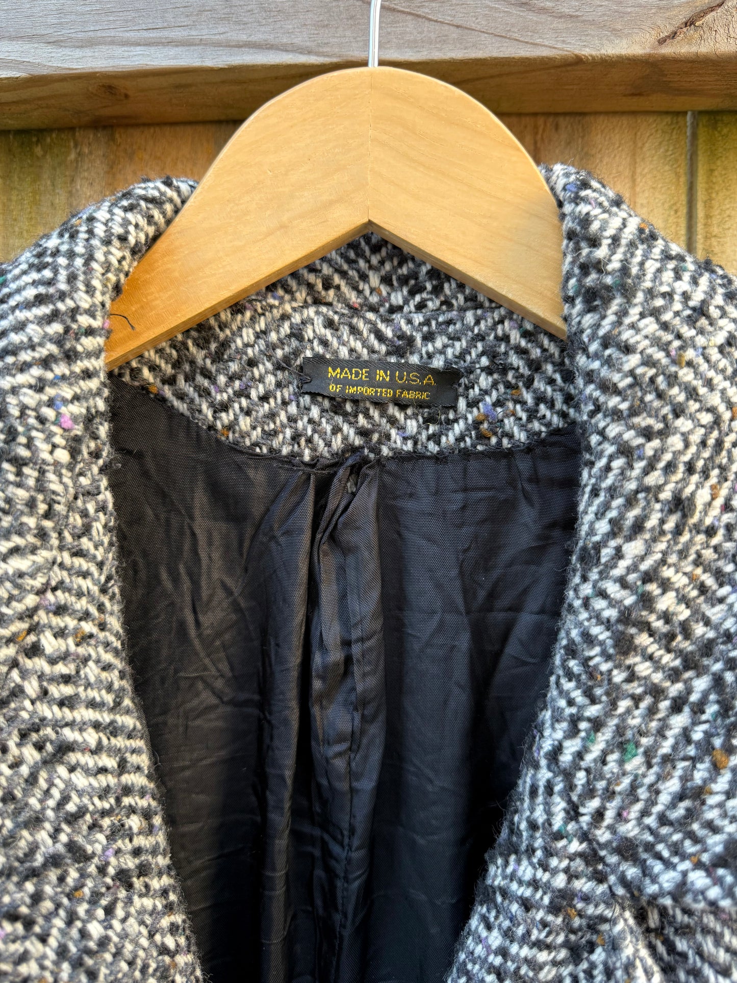 Vintage Longline Wool Tweed Coat Oversized