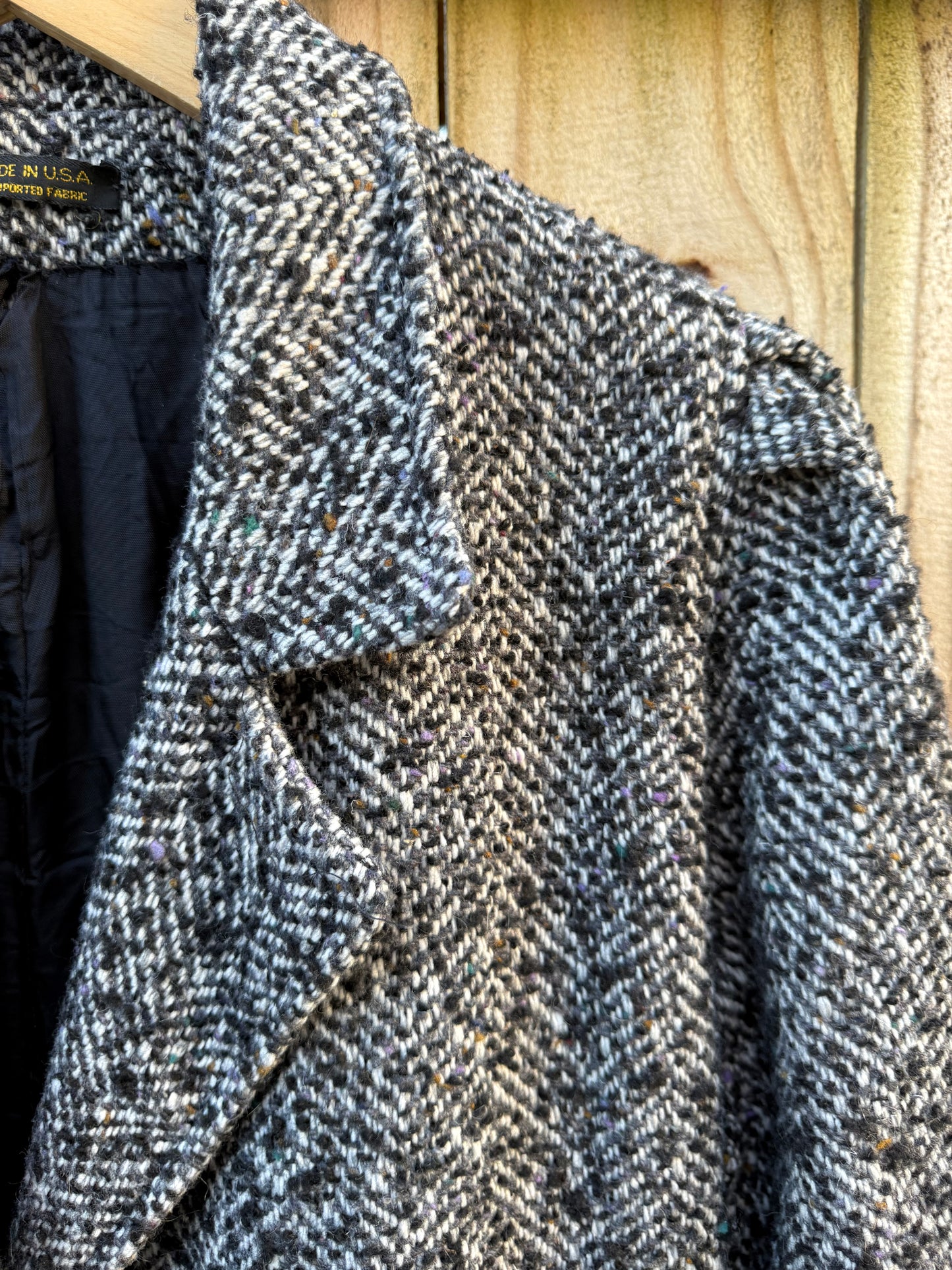 Vintage Longline Wool Tweed Coat Oversized