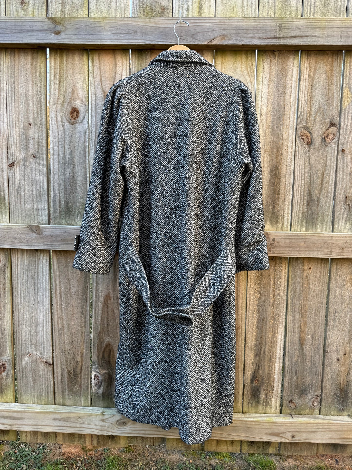 Vintage Longline Wool Tweed Coat Oversized