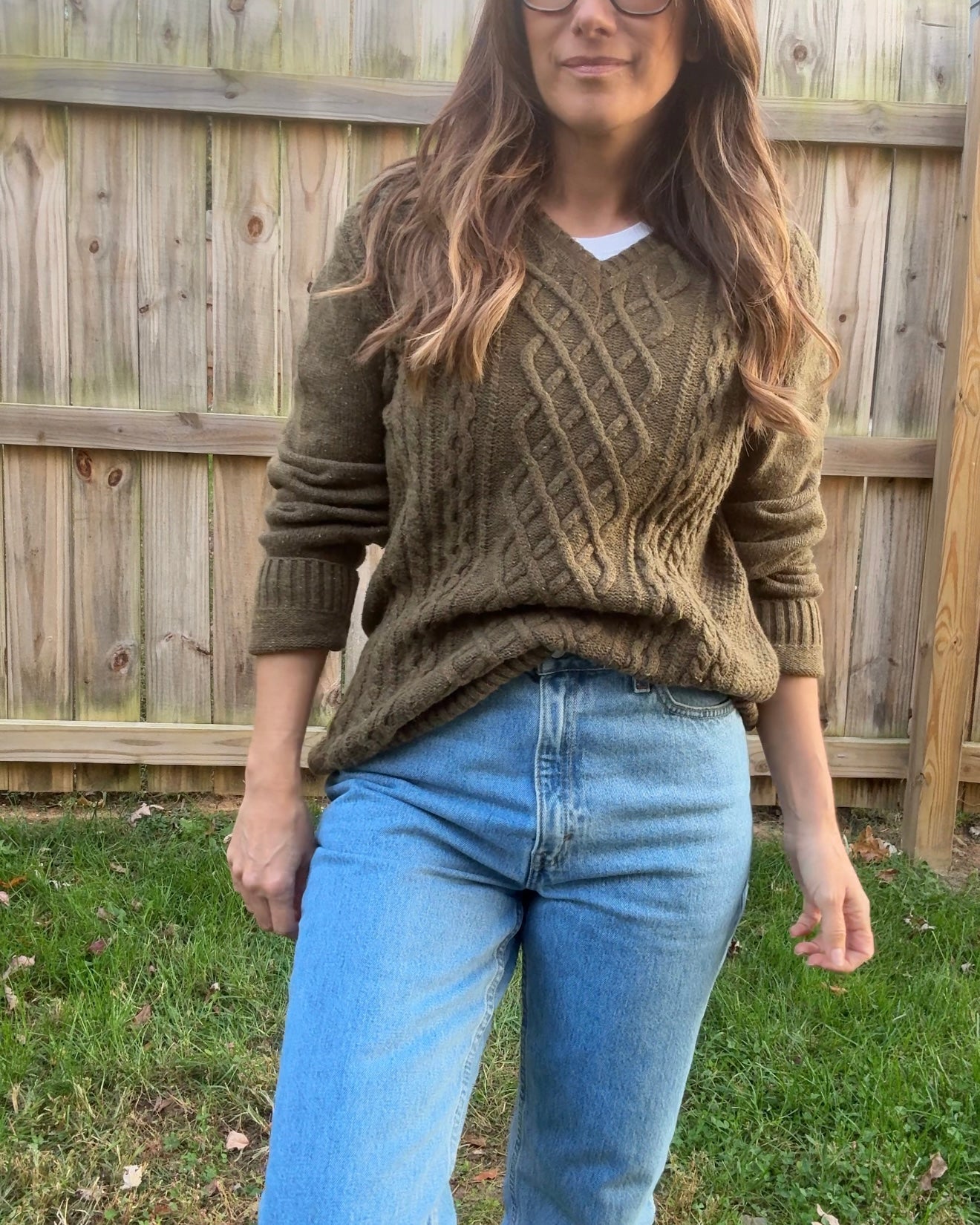 Olive Cable Knit Fisherman Sweater Olive Green Vintage