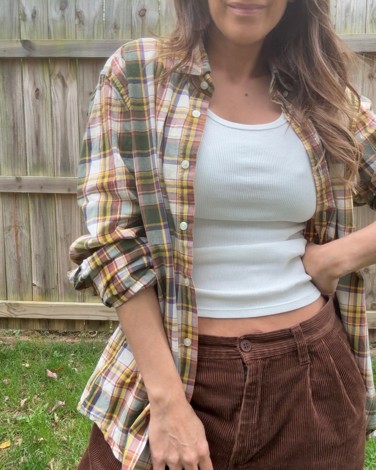 J.Crew “Tailored By” Plaid Button-Down Shirt Olive Mustard Rust Cotton Boyfriend Shirt