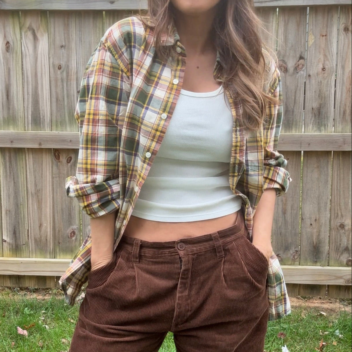 J.Crew “Tailored By” Plaid Button-Down Shirt Olive Mustard Rust Cotton Boyfriend Shirt
