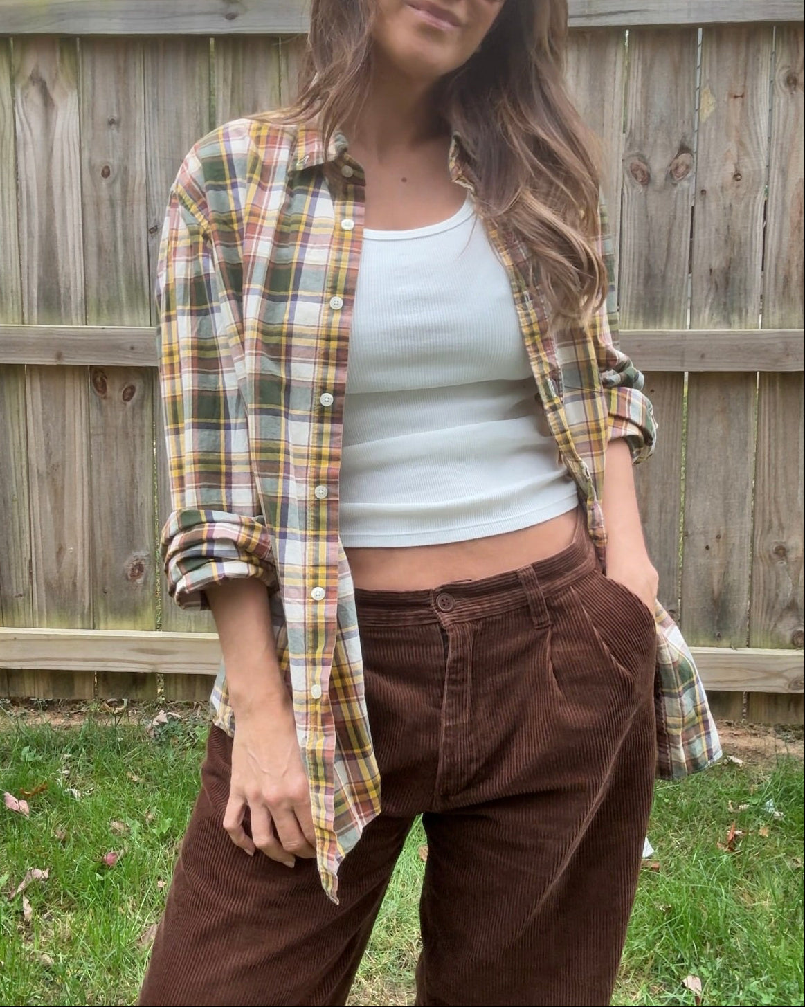 J.Crew “Tailored By” Plaid Button-Down Shirt Olive Mustard Rust Cotton Boyfriend Shirt