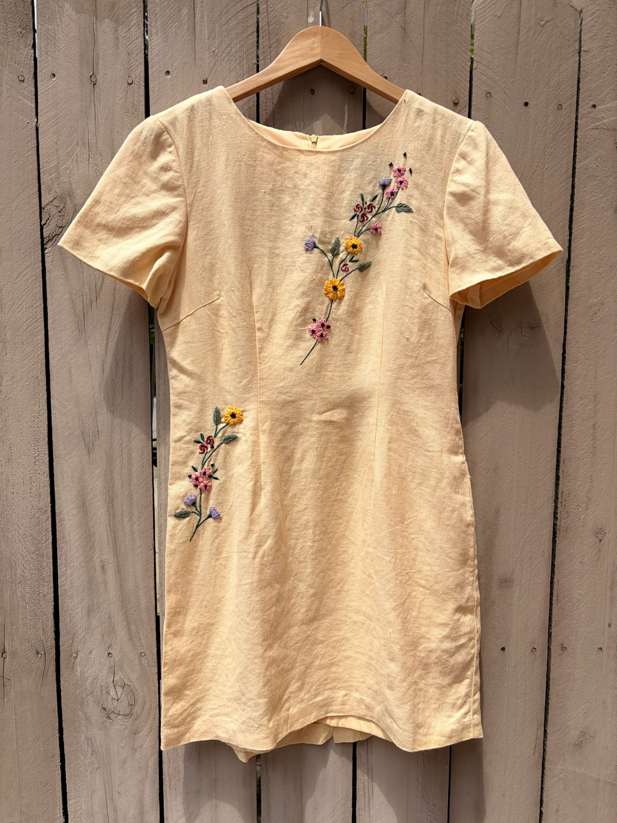 Reworked Vintage Butter Yellow Linen Mini Dress