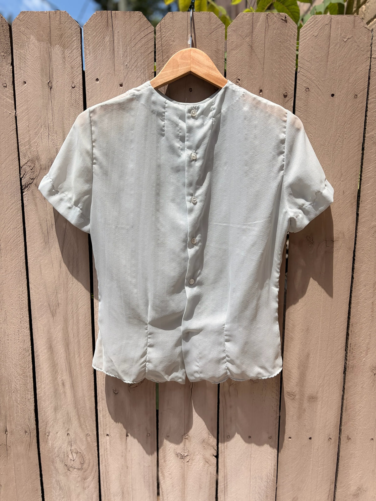 Vintage Powder Blue Embroidered Blouse