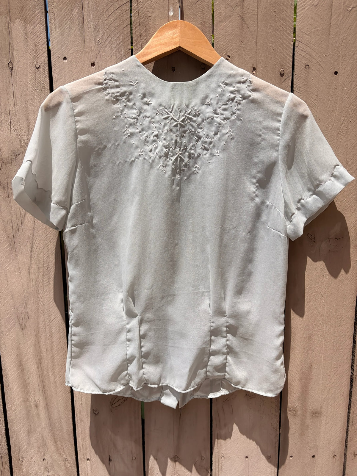Vintage Powder Blue Embroidered Blouse