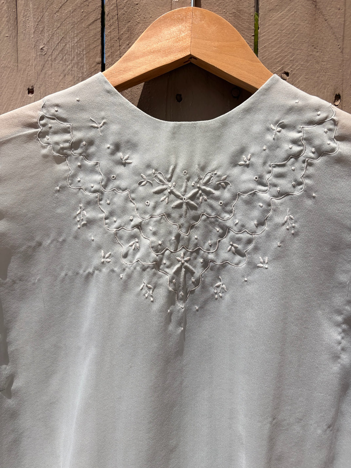 Vintage Powder Blue Embroidered Blouse