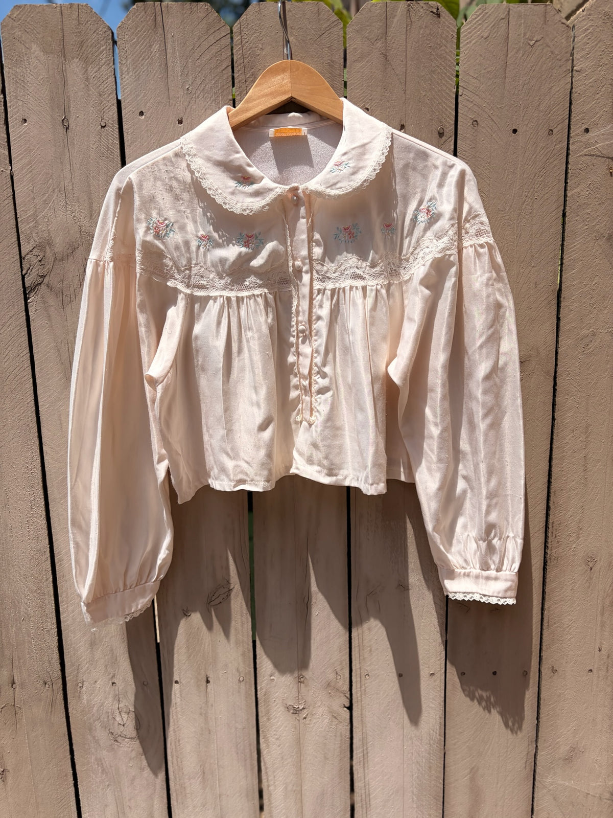 Reworked Vintage Barbizon Embroidered Bed Jacket Top