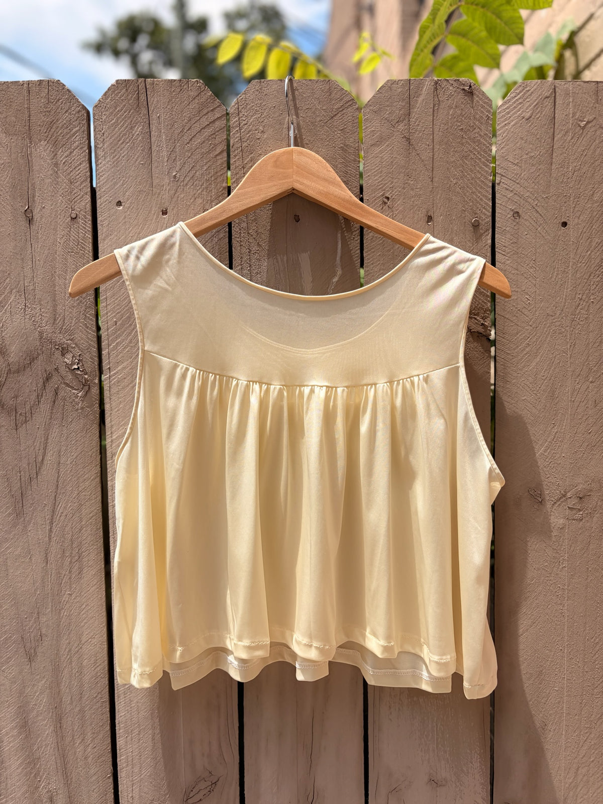 Reworked Vintage Buttercream Babydoll Top