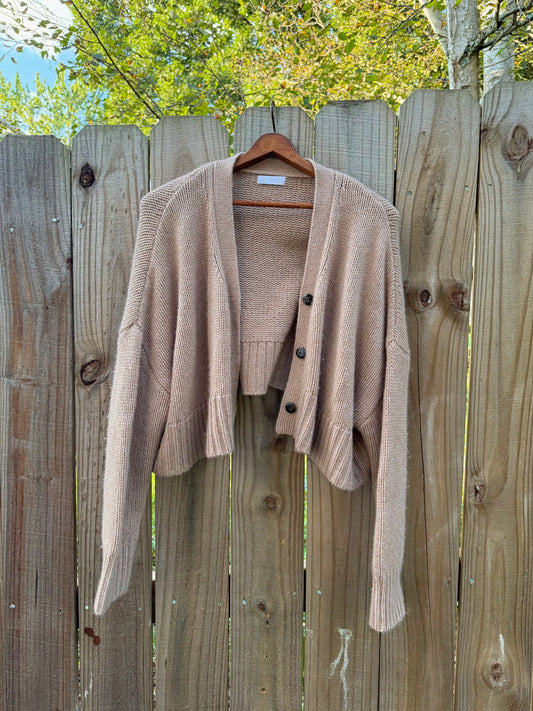SABLYN CROPPED CASHMERE CARDIGAN — NEUTRAL BEIGE