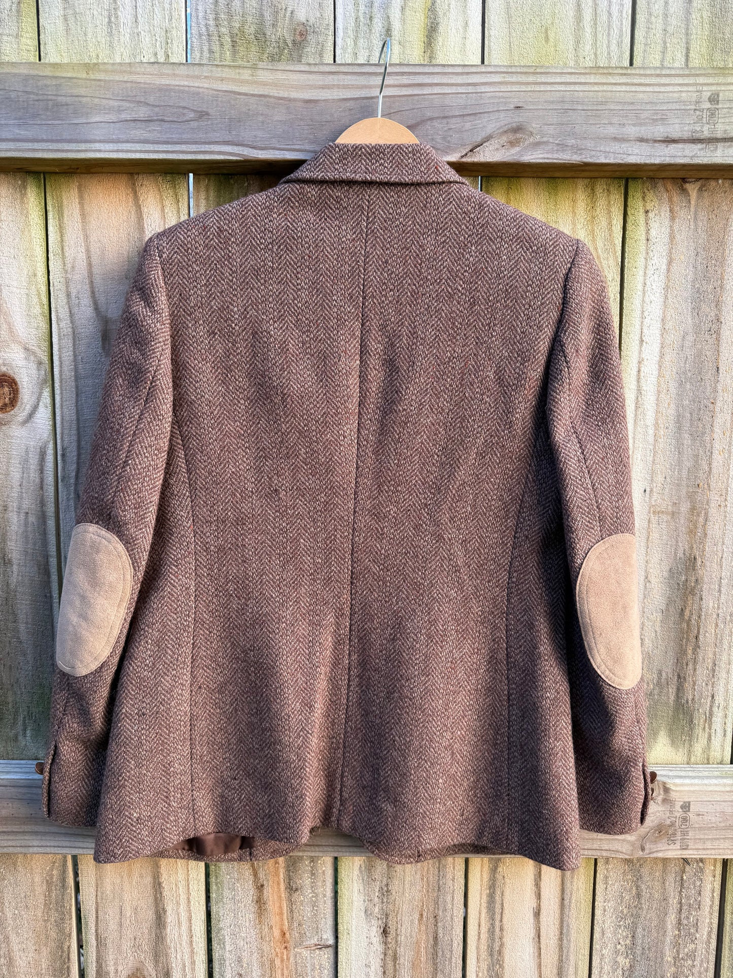 Vintage Wool Silk Tweed Blazer Brown Herringbone Jacket Made in Japan