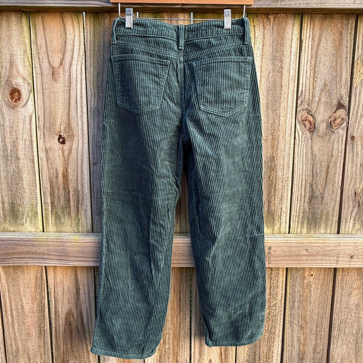 High Rise Straight Corduroy Pants Sage Green Soft Wide Wale