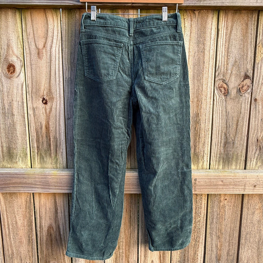 High Rise Straight Corduroy Pants Sage Green Soft Wide Wale
