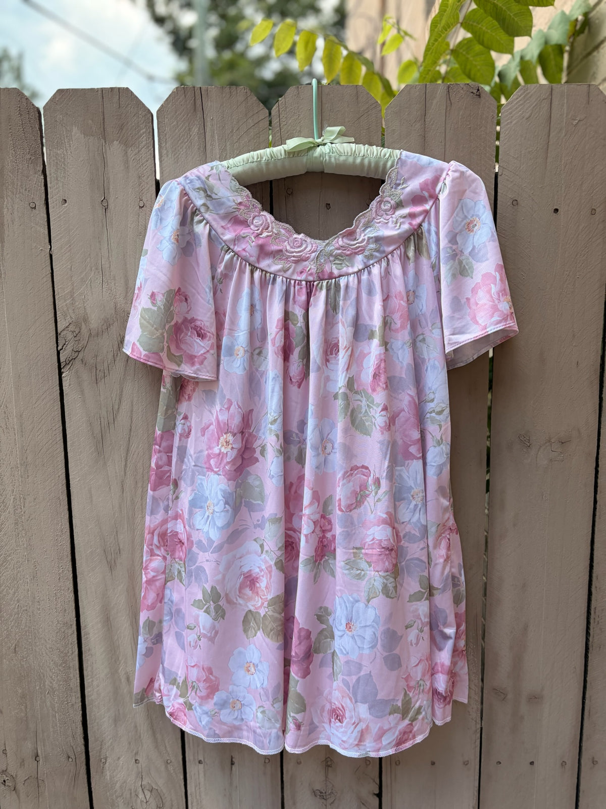 Reworked Vintage Shadowline Rosy Floral Nightgown &amp; Robe Set