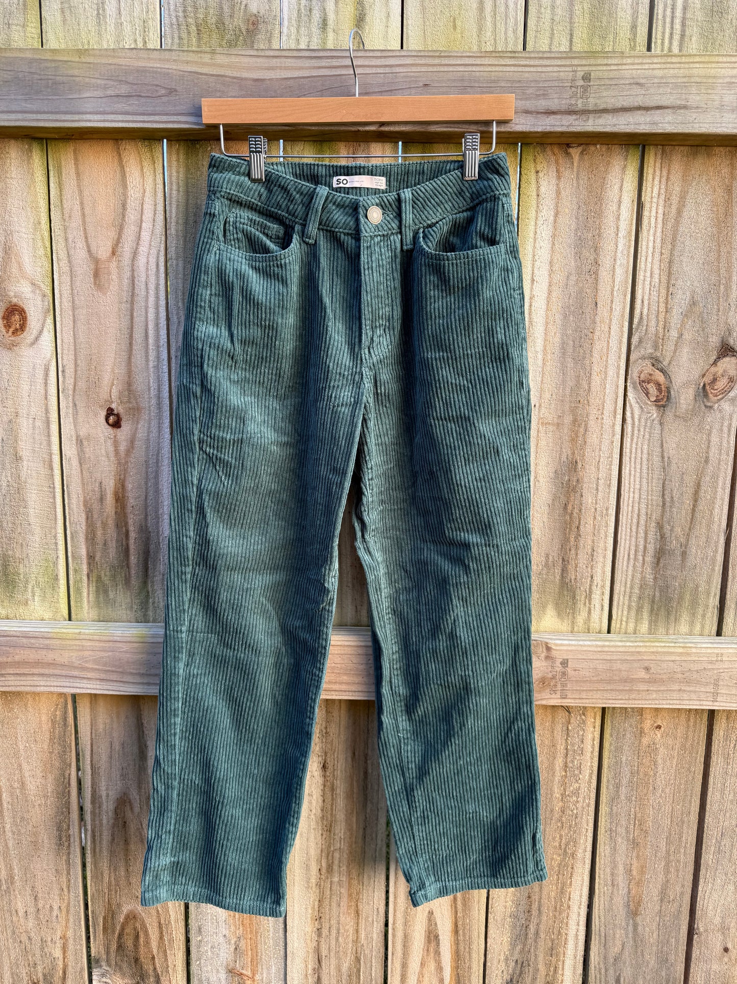 High Rise Straight Corduroy Pants Sage Green Soft Wide Wale