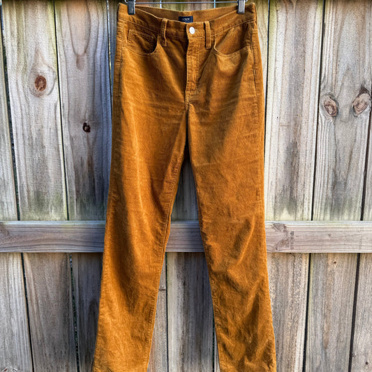 J.Crew High Rise Straight Corduroy Pants Golden Caramel Brown Soft Stretch
