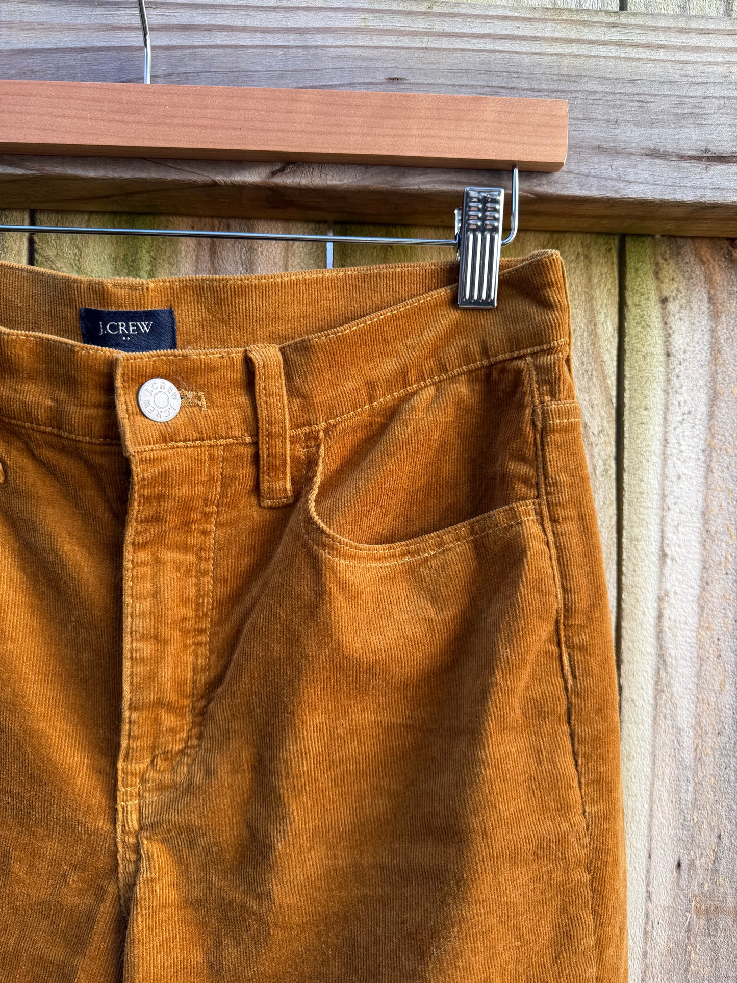 J.Crew High Rise Straight Corduroy Pants Golden Caramel Brown Soft Stretch