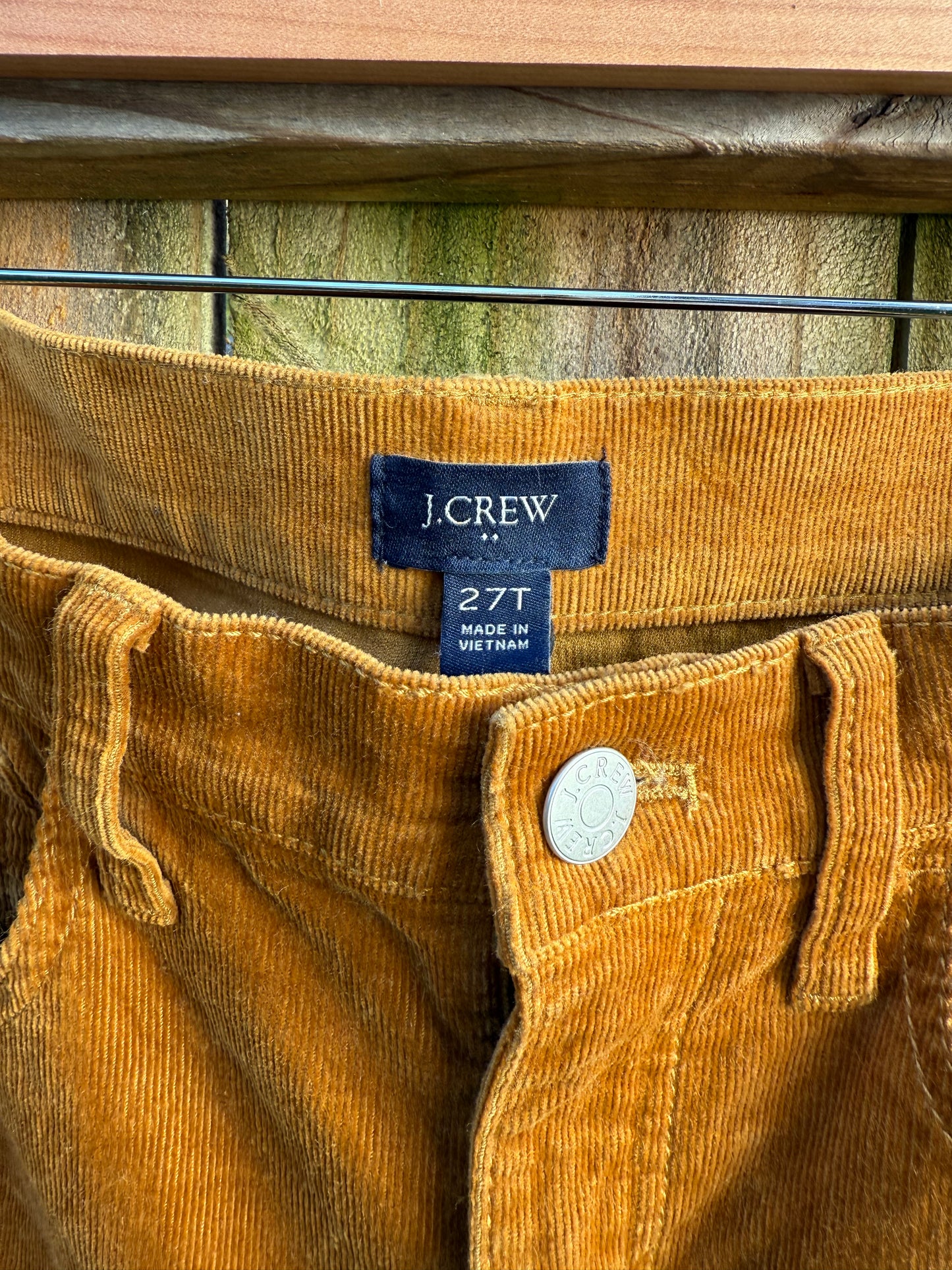 J.Crew High Rise Straight Corduroy Pants Golden Caramel Brown Soft Stretch