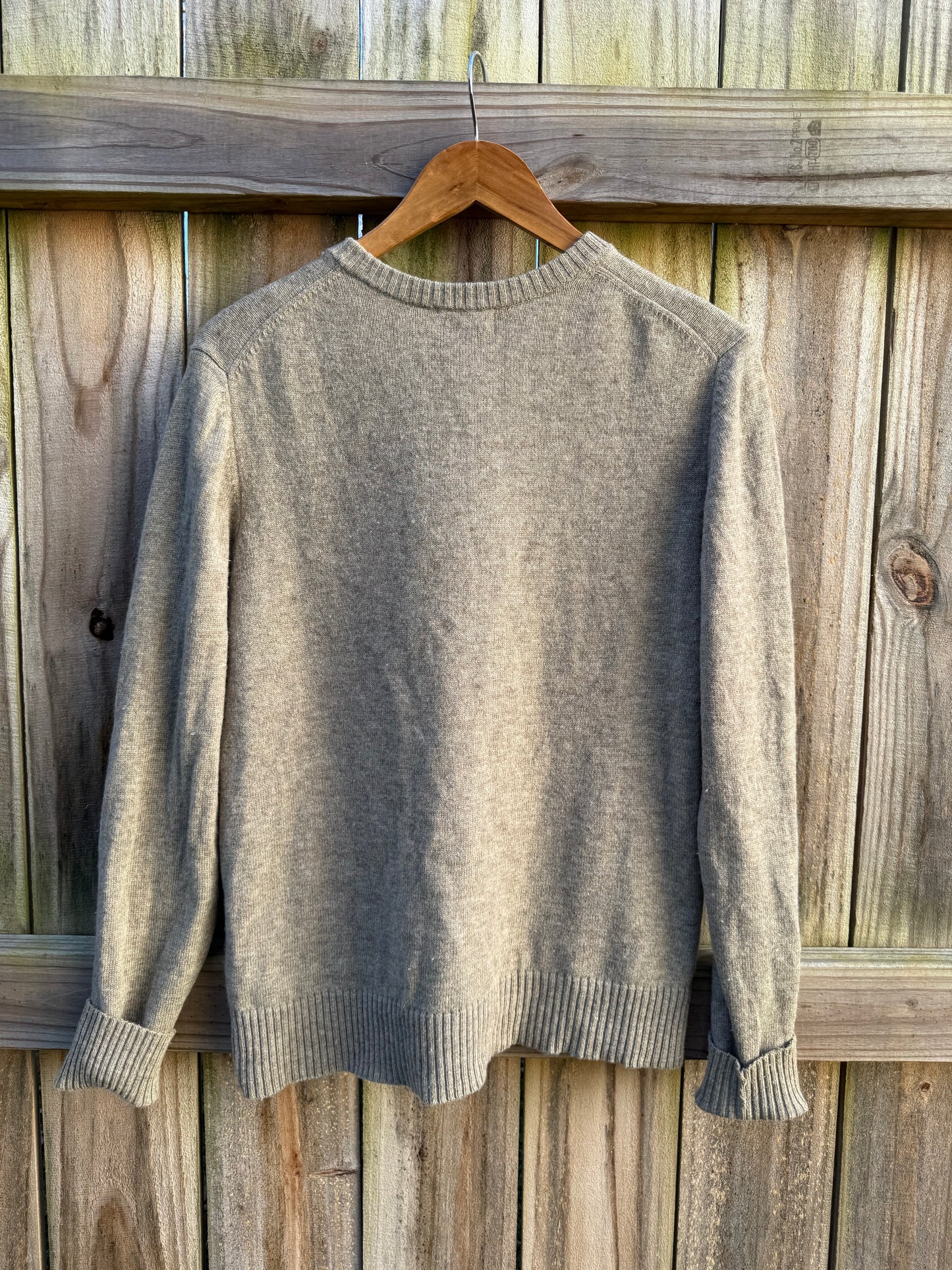 L.L. Bean Lambswool V-Neck Sweater - Vintage - Oatmeal Taupe