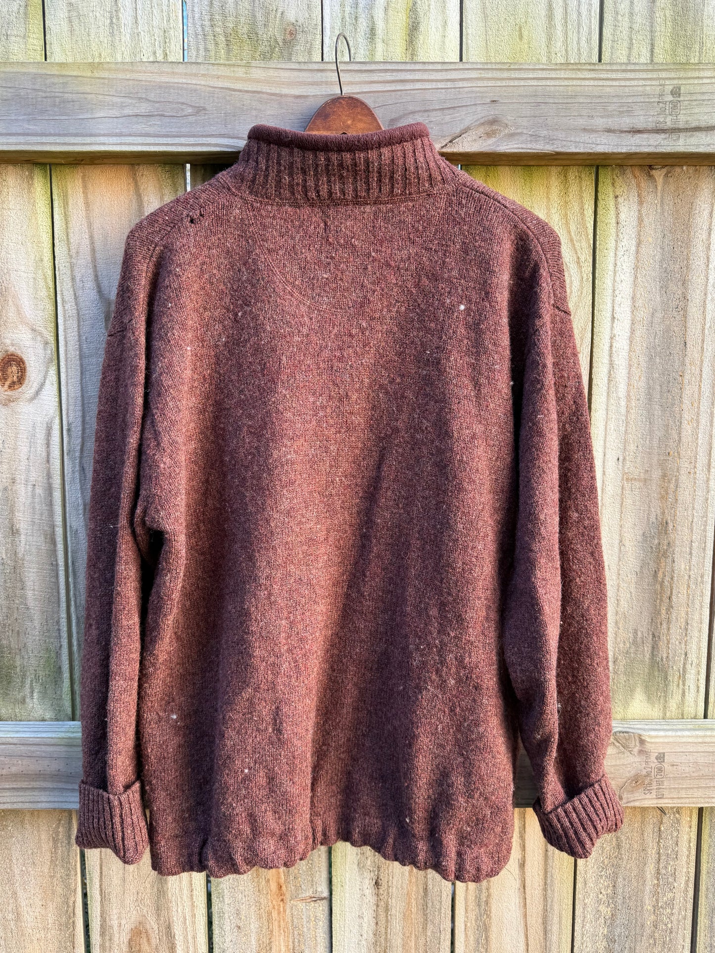 Woolrich Persimmon Wool Quarter-Zip Pullover Brown Oxblood